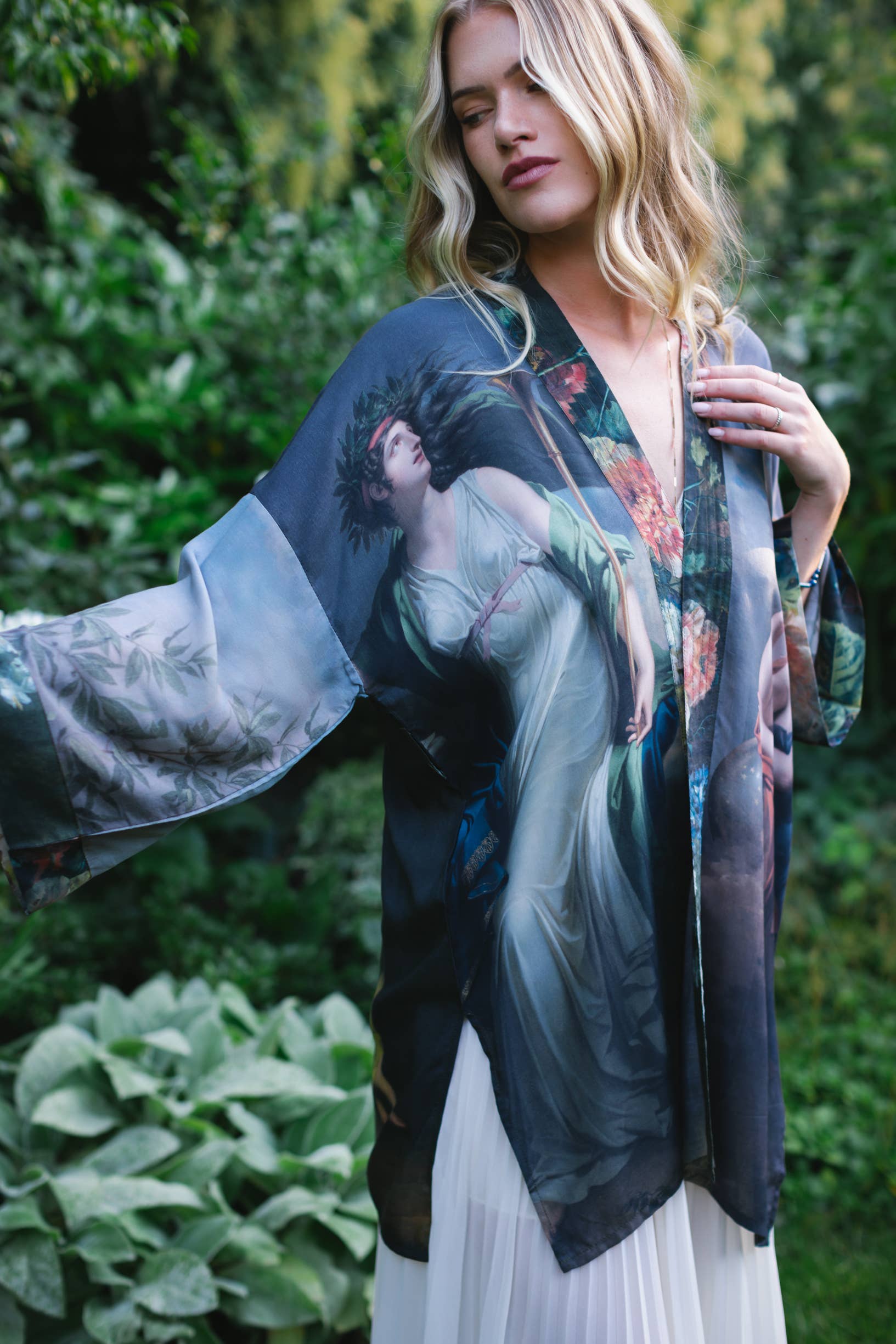 Reverie Artisan Bamboo Duster Kimono Robe - Out of the Blue