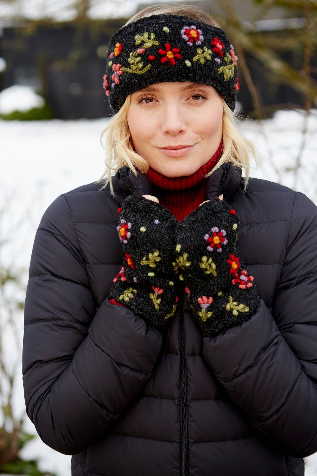 Embroidered Flowers Handwarmers