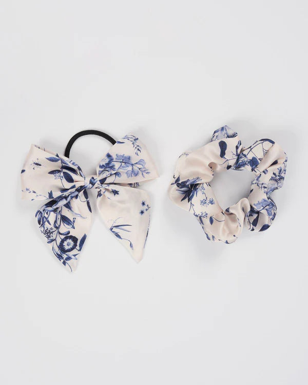 Bow & Scrunchie - Bloomin Toile Blue - Out of the Blue
