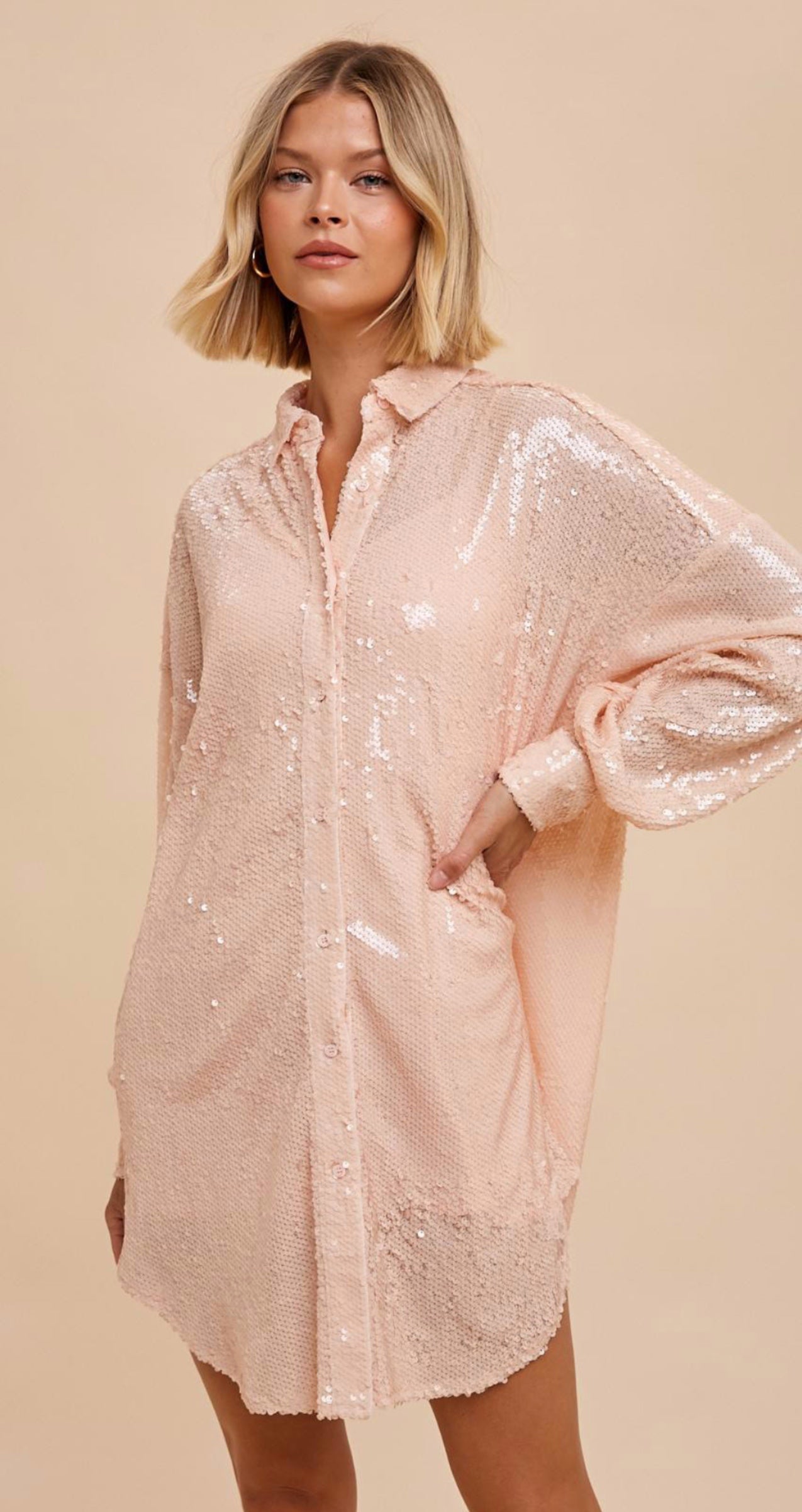 Sequin Shirt Dress - Out of the Blue