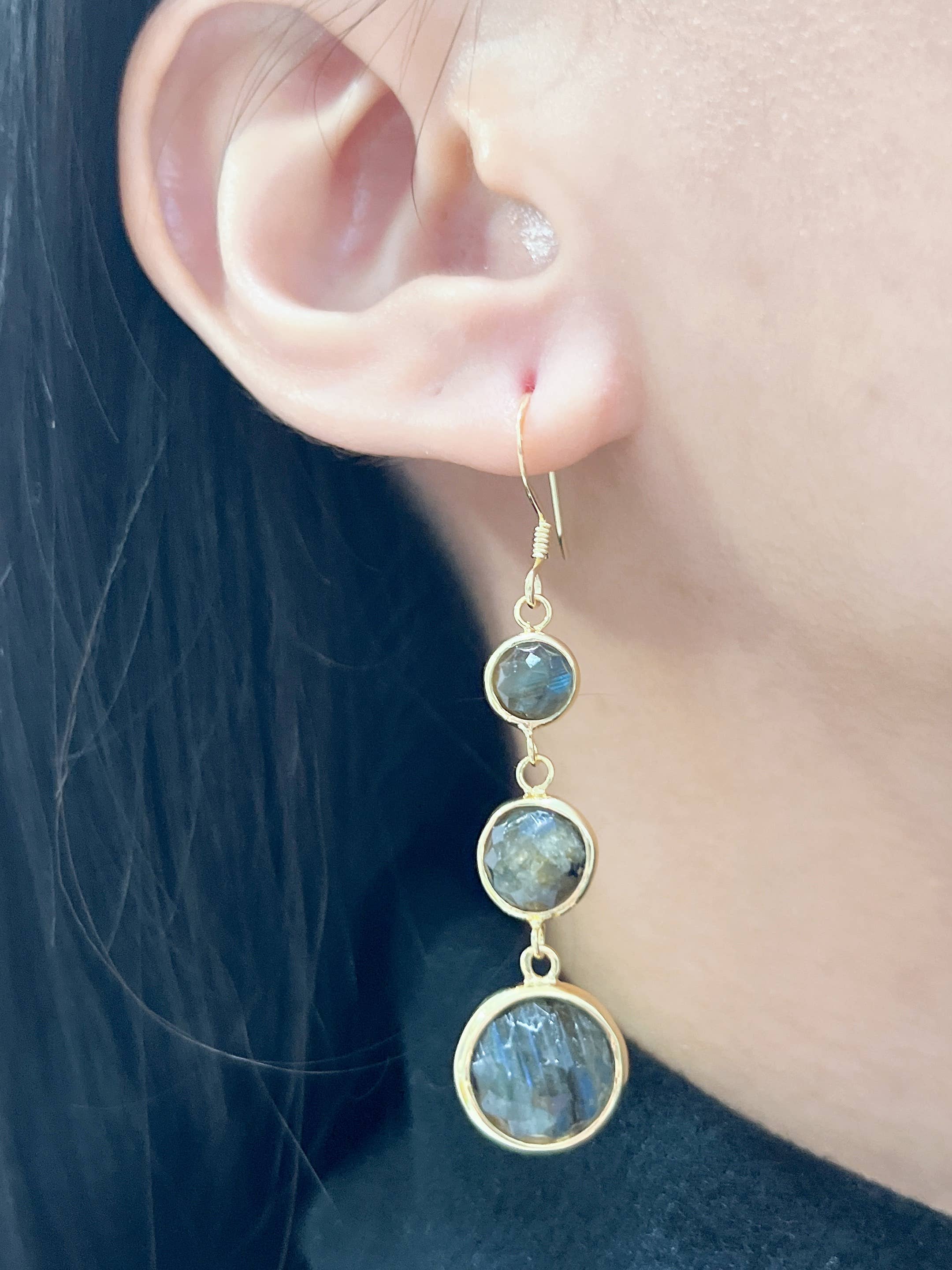 Labradorite Drop Earrings - GF - Out of the Blue