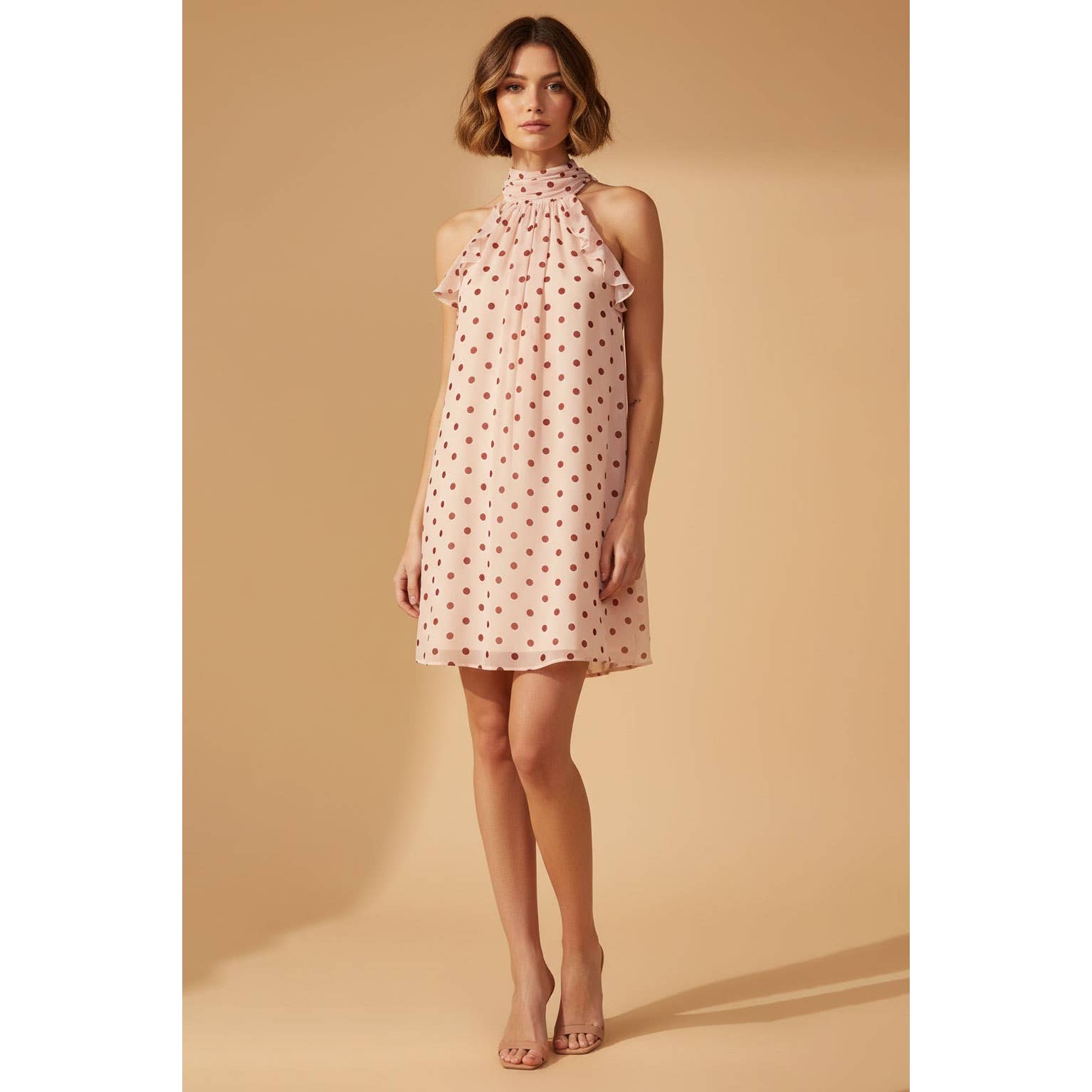 Polka Dot Halter Mini Dress - Out of the Blue