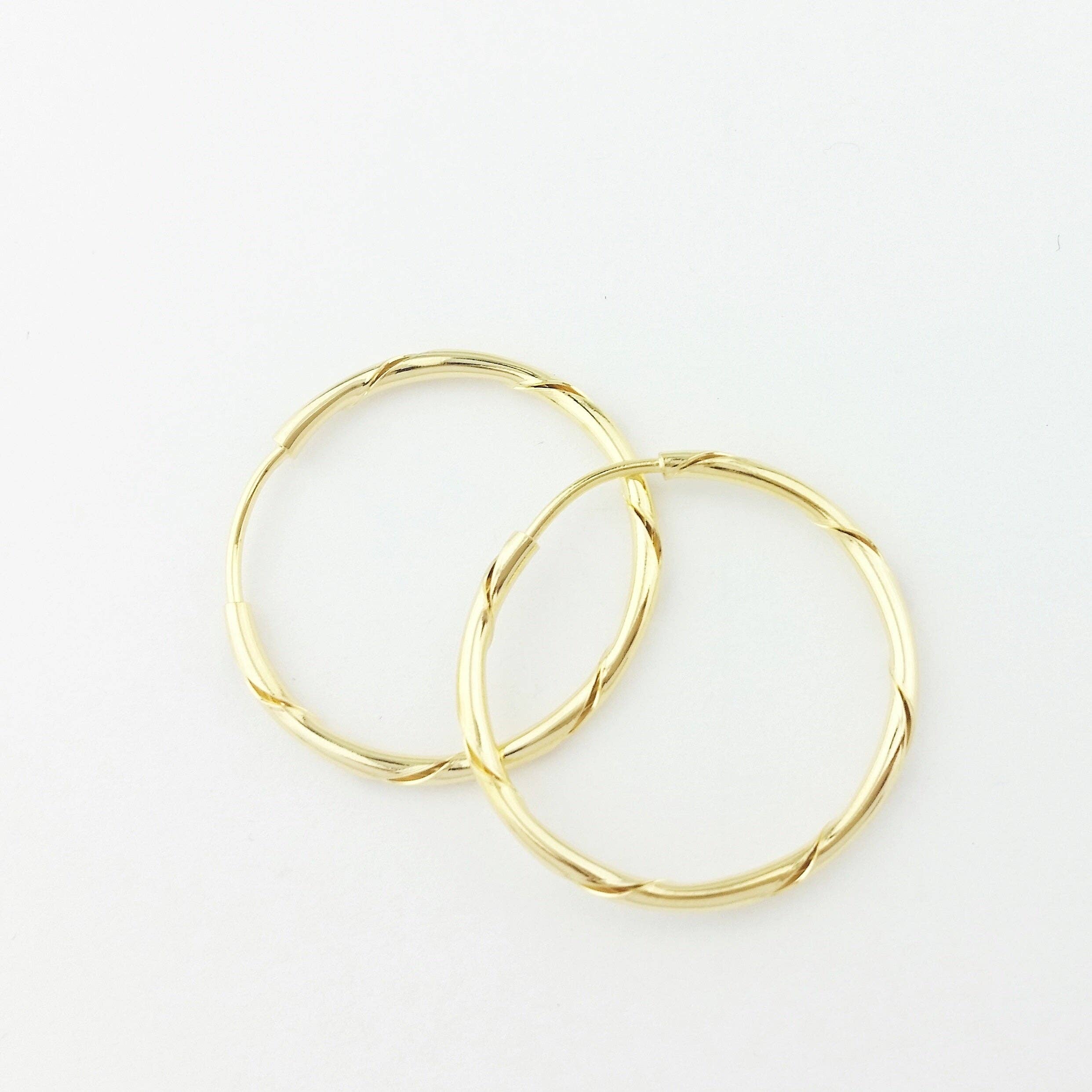 18k Gold Filled Continuous Twisted Hoops