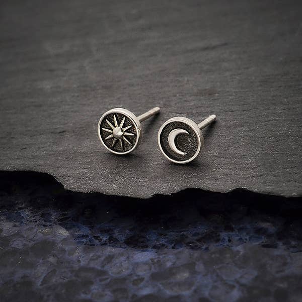 Raised Sun and Moon Post Earrings - Out of the Blue