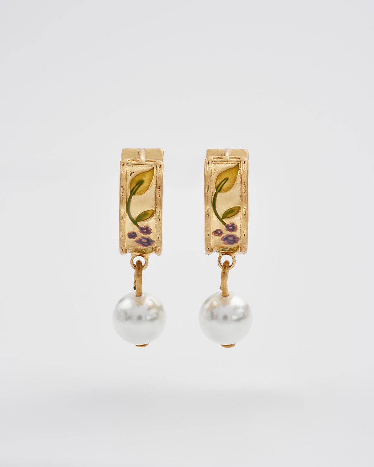 Blackberry Bramble Pearl Drop Gold Earrings - Out of the Blue