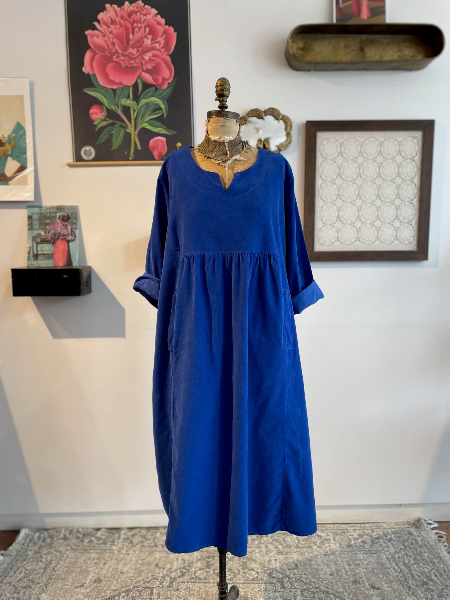 Angeline Midi Cordruoy Dress - Out of the Blue