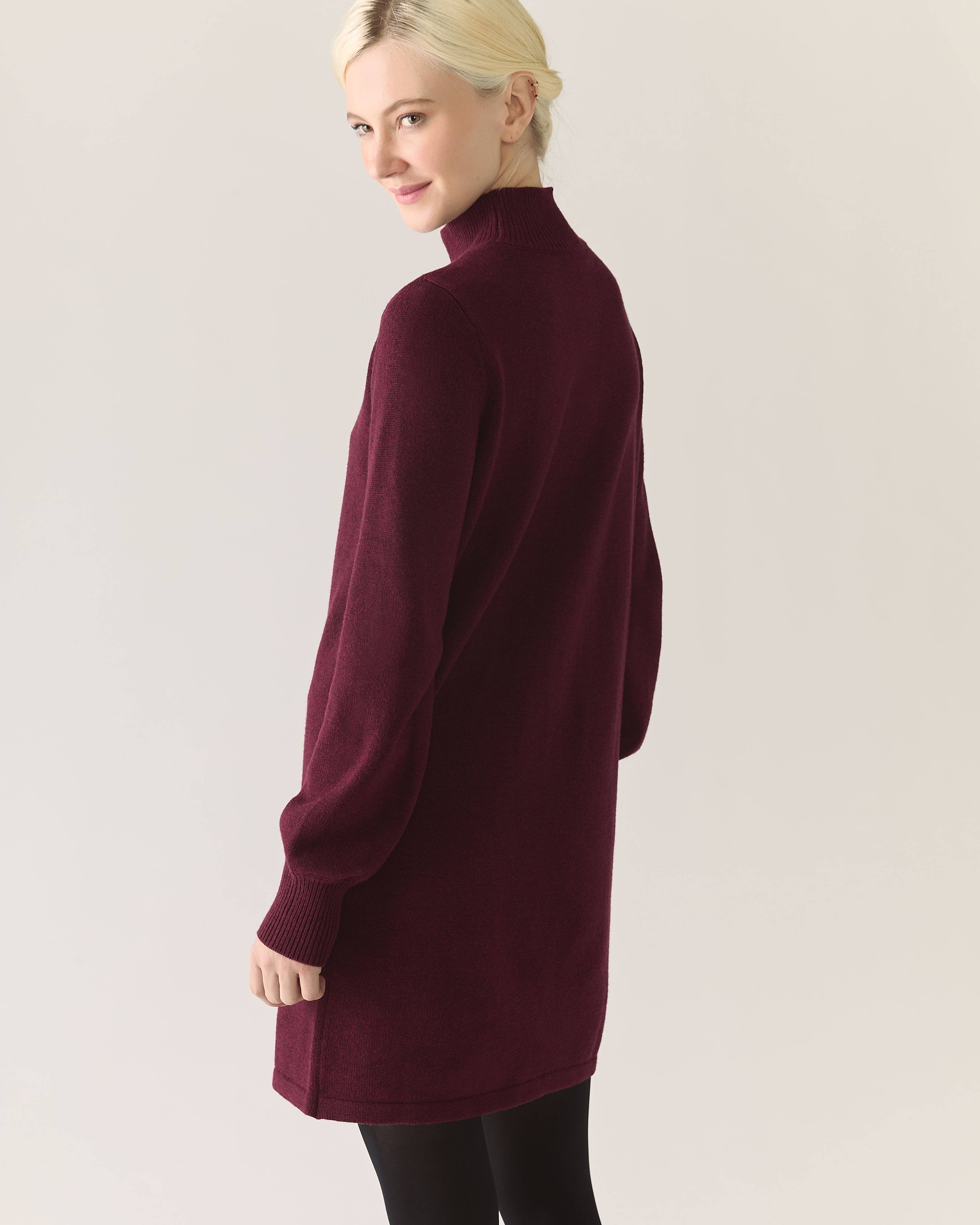 Responsible Merino Sweater Dress in Zinfandel - Out of the Blue