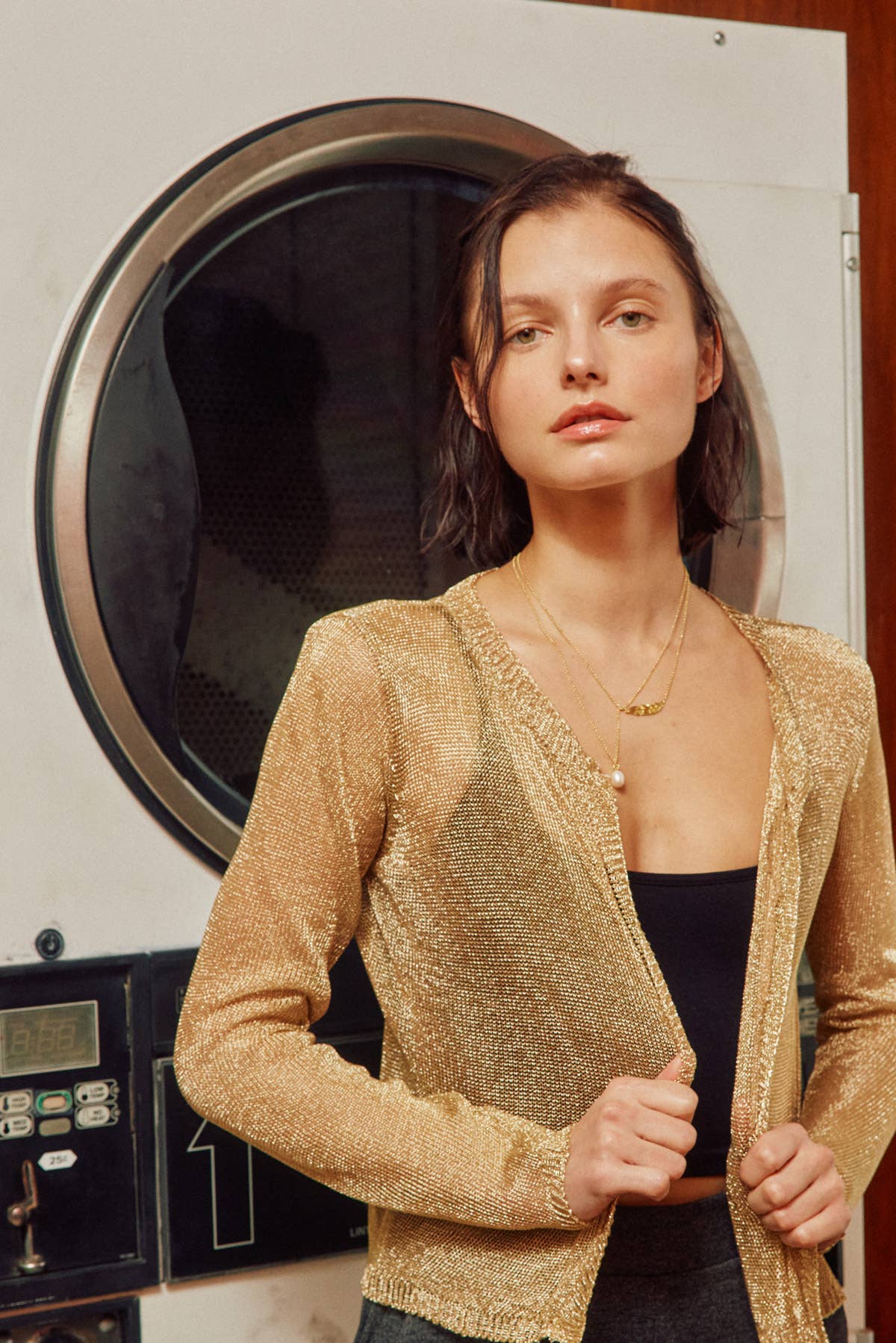 Metallic Open Front Cardigan - Out of the Blue
