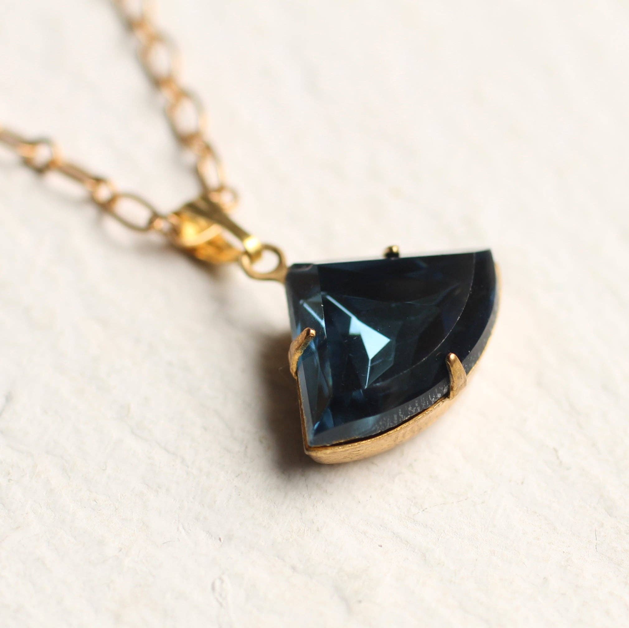 Navy Blue Art Deco Necklace - Out of the Blue