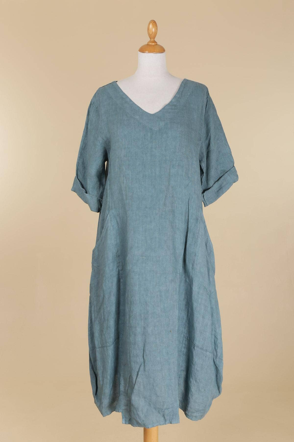6772 dress 100% linen made in Italy: Mole - Out of the Blue