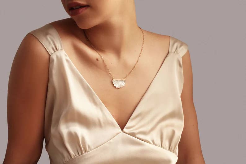 Mother of Pearl Scallop Necklace - Out of the Blue