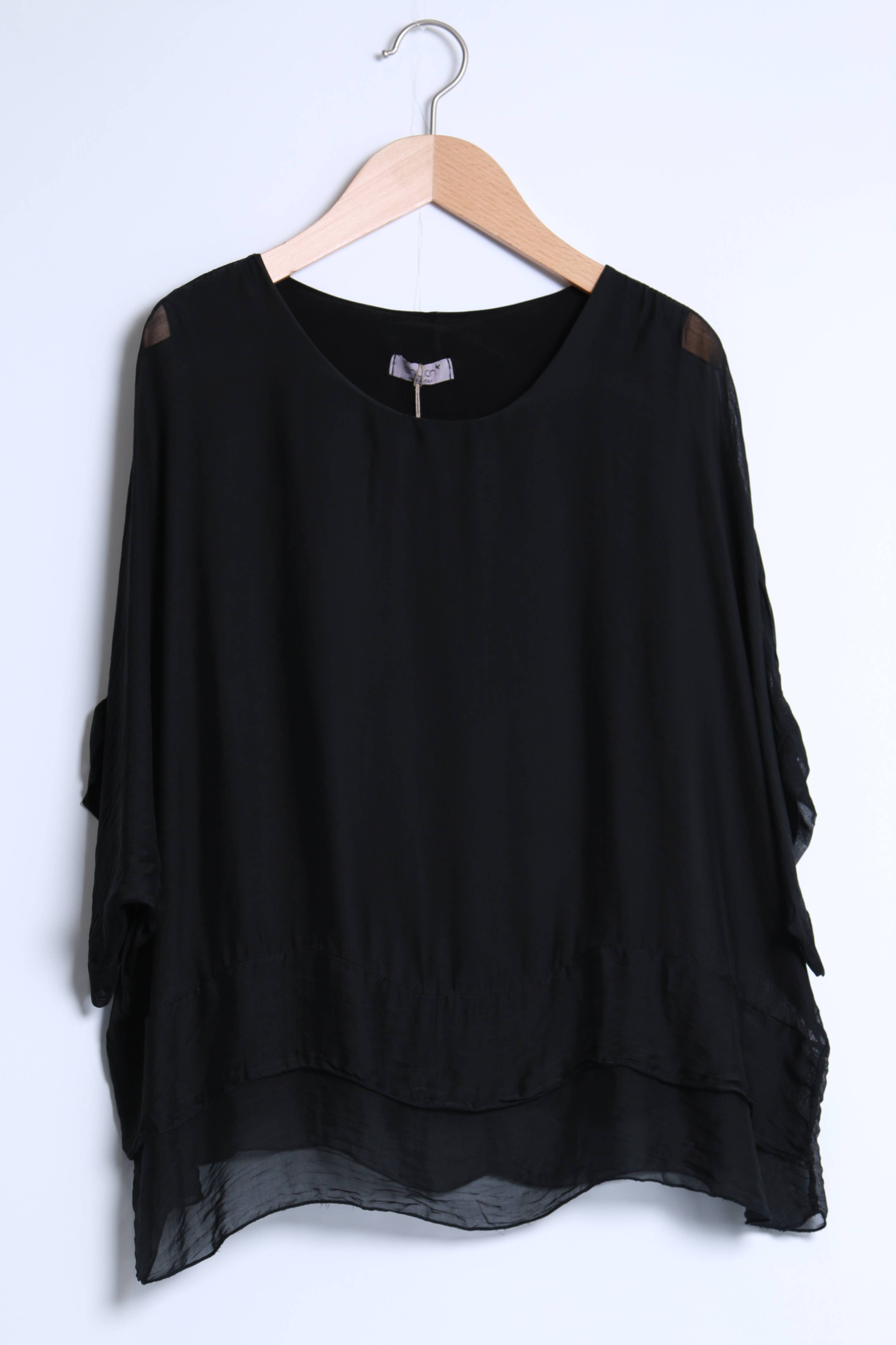 Loose blouse with 3/4 sleeves and layered hem 50529 - Out of the Blue