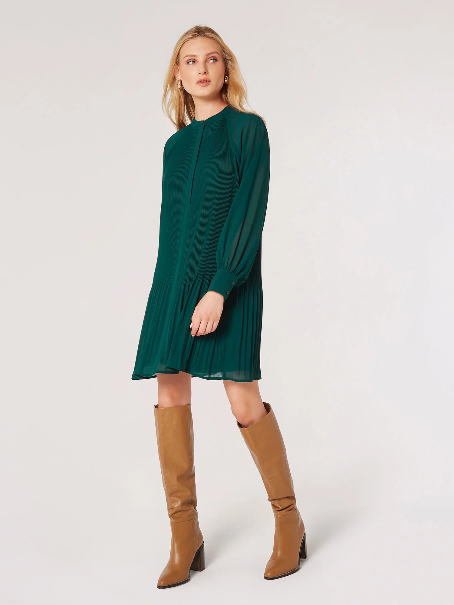 Plisse Chiffon Dress - Out of the Blue