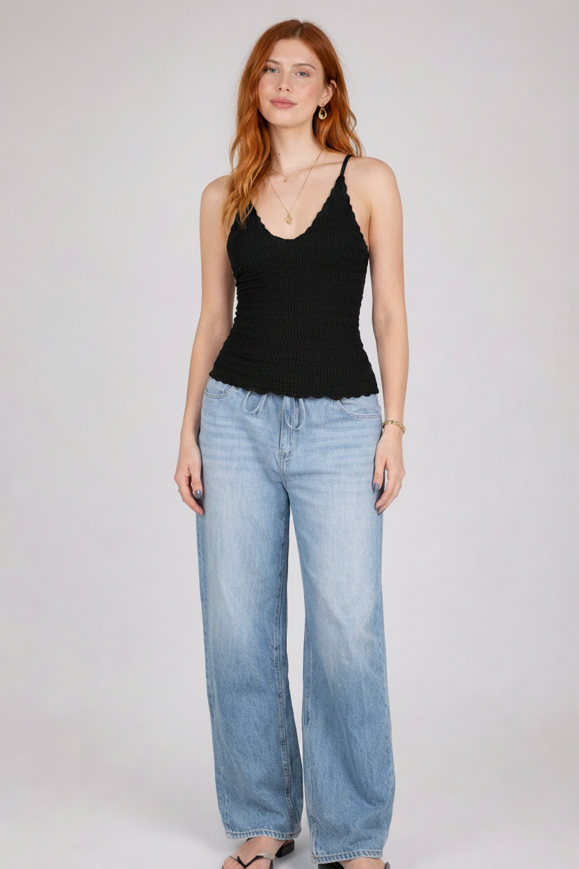 Seamless Smocked Cami - Out of the Blue