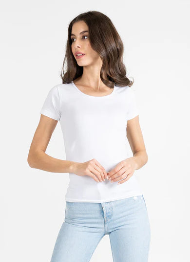 Bamboo Short Sleeve Scoop Neck Top - Out of the Blue