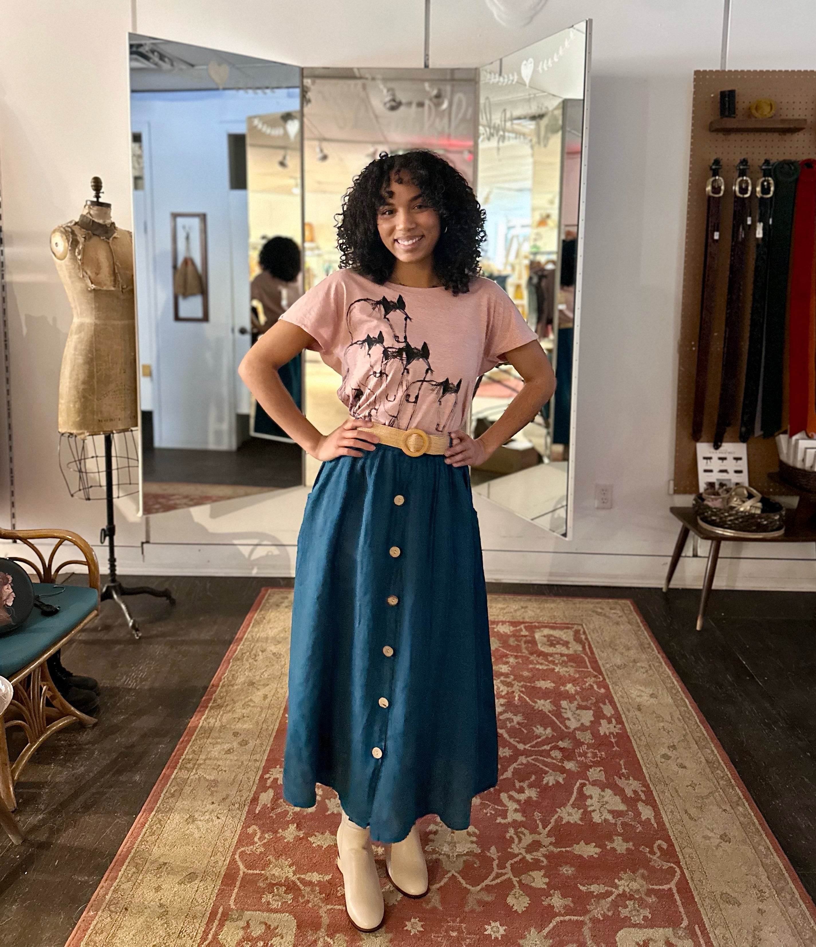 Linen Skirt - Out of the Blue