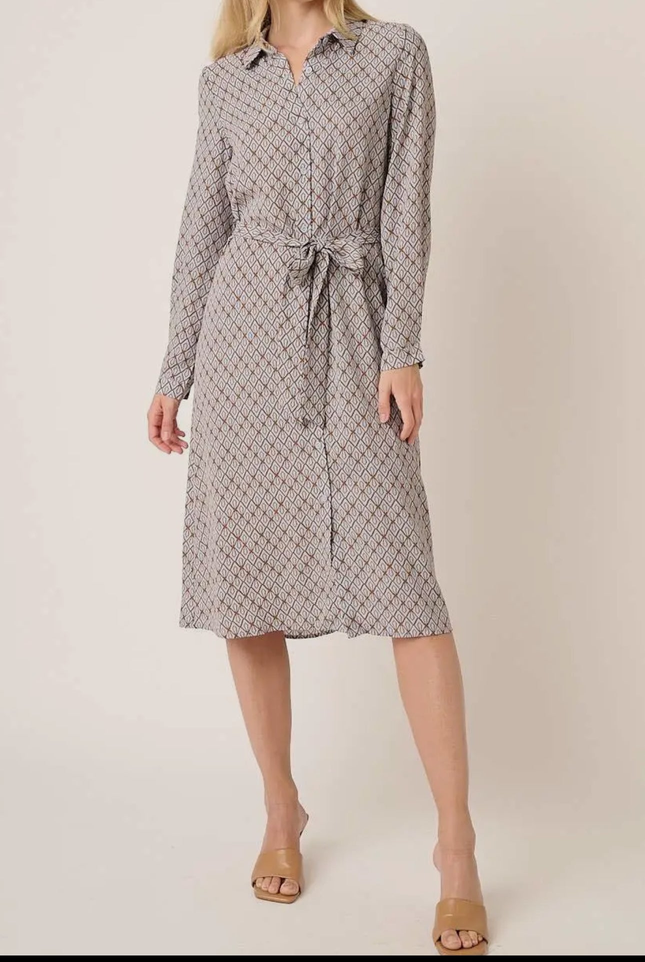 Abstract Shirt Dress - Out of the Blue