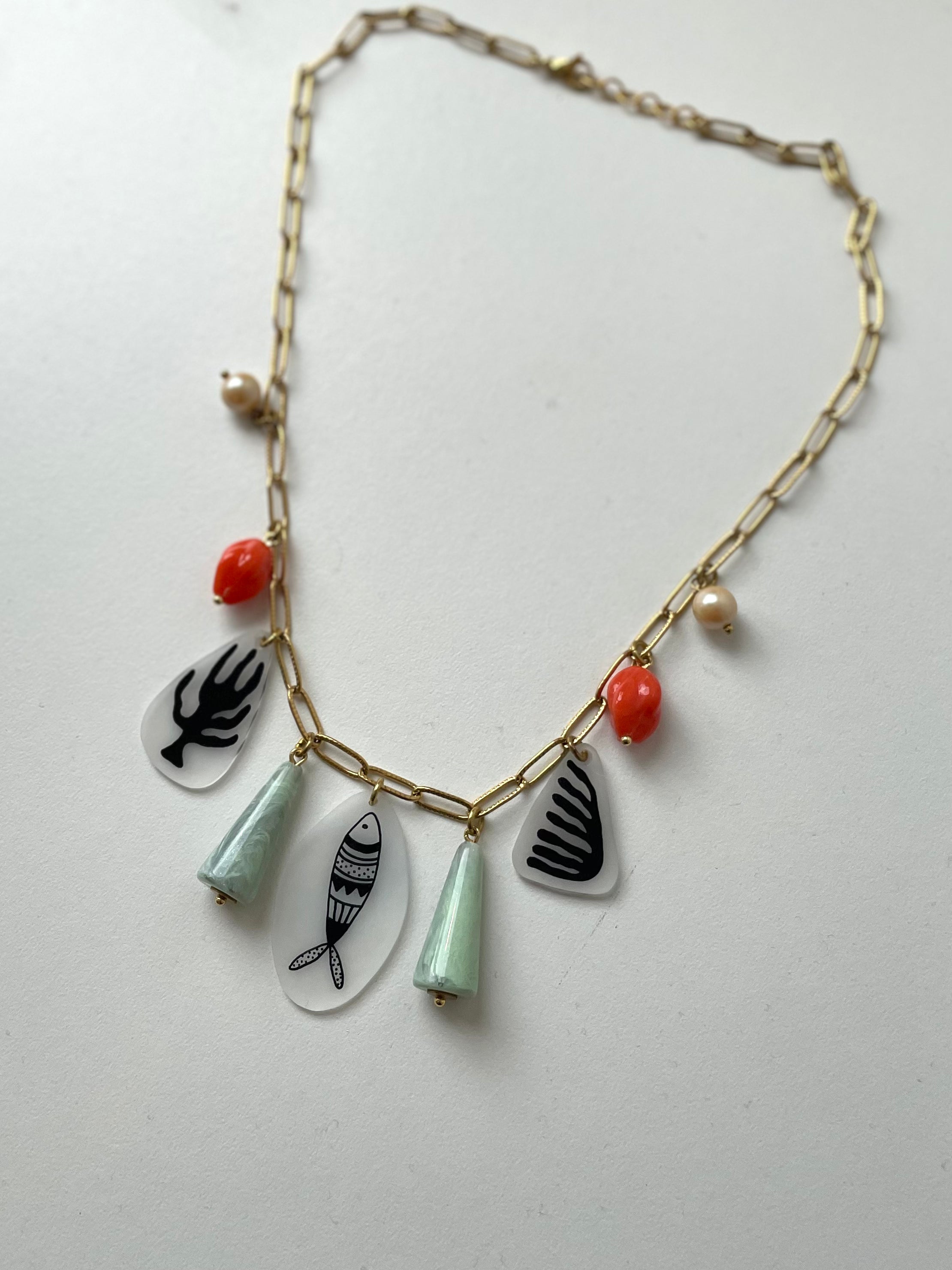 Multi media Charm Necklaces