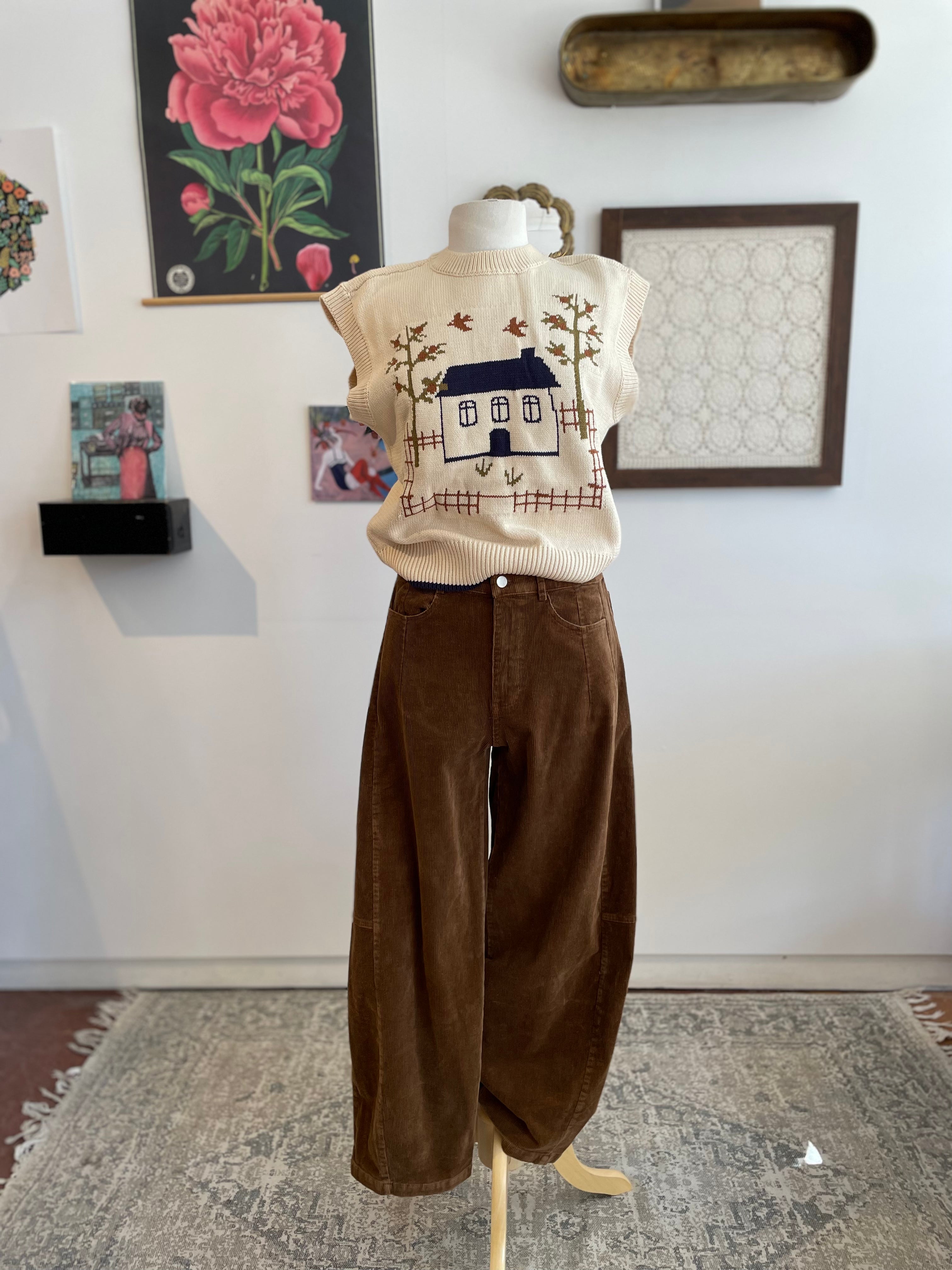 CORDUROY BARREL PANTS - Out of the Blue