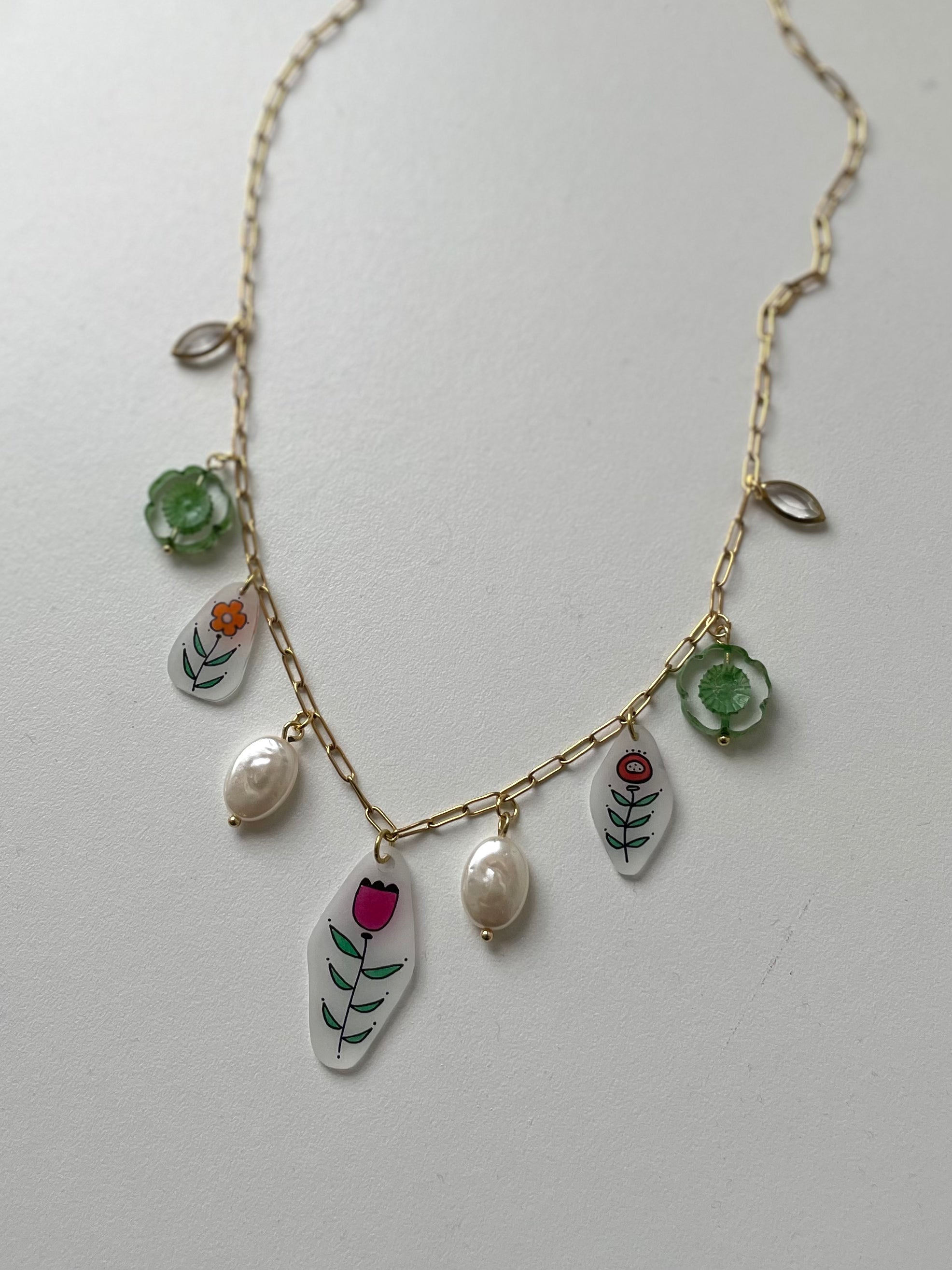 Multi media Charm Necklaces