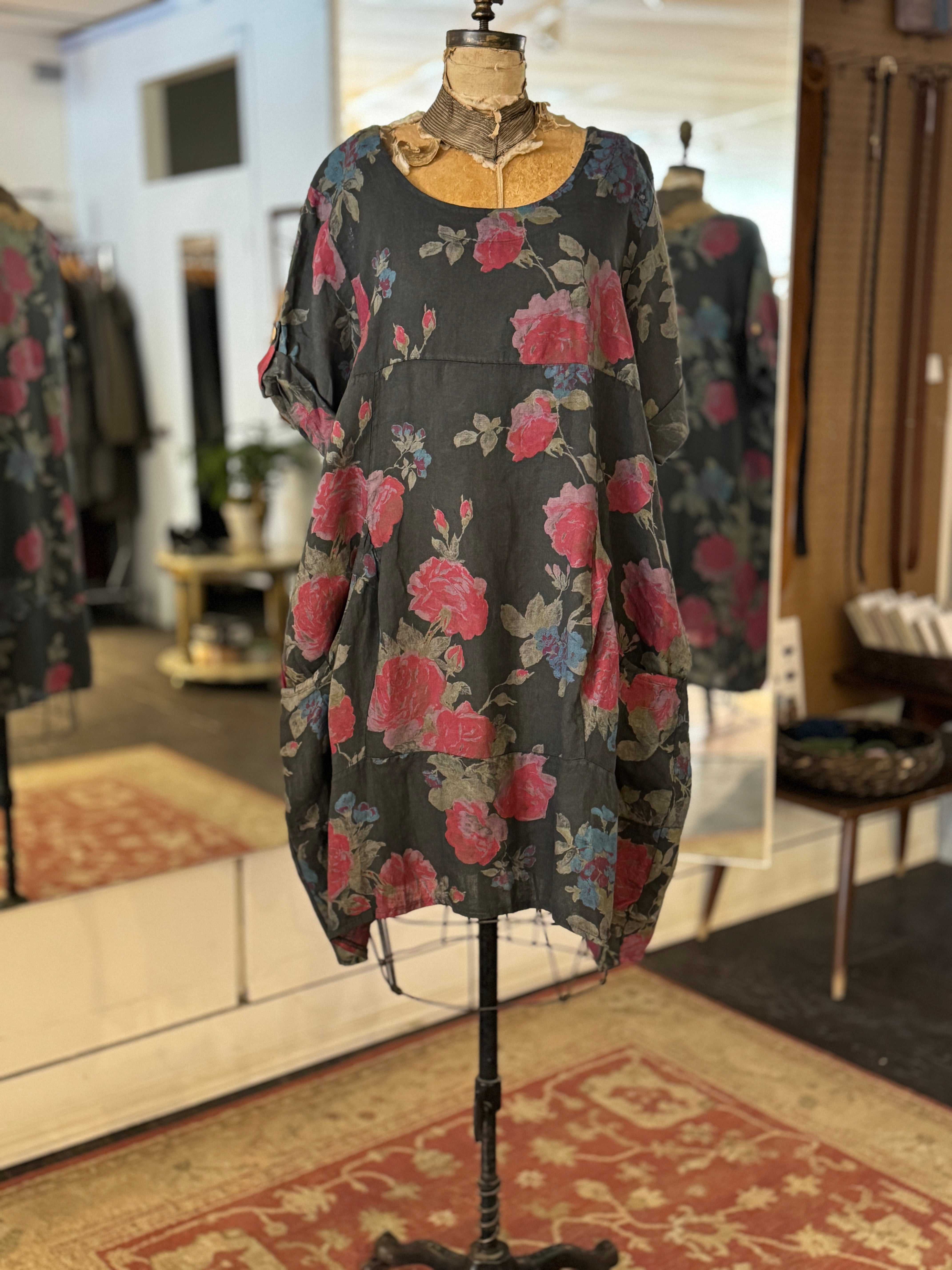 Floral Linen Dress - Out of the Blue