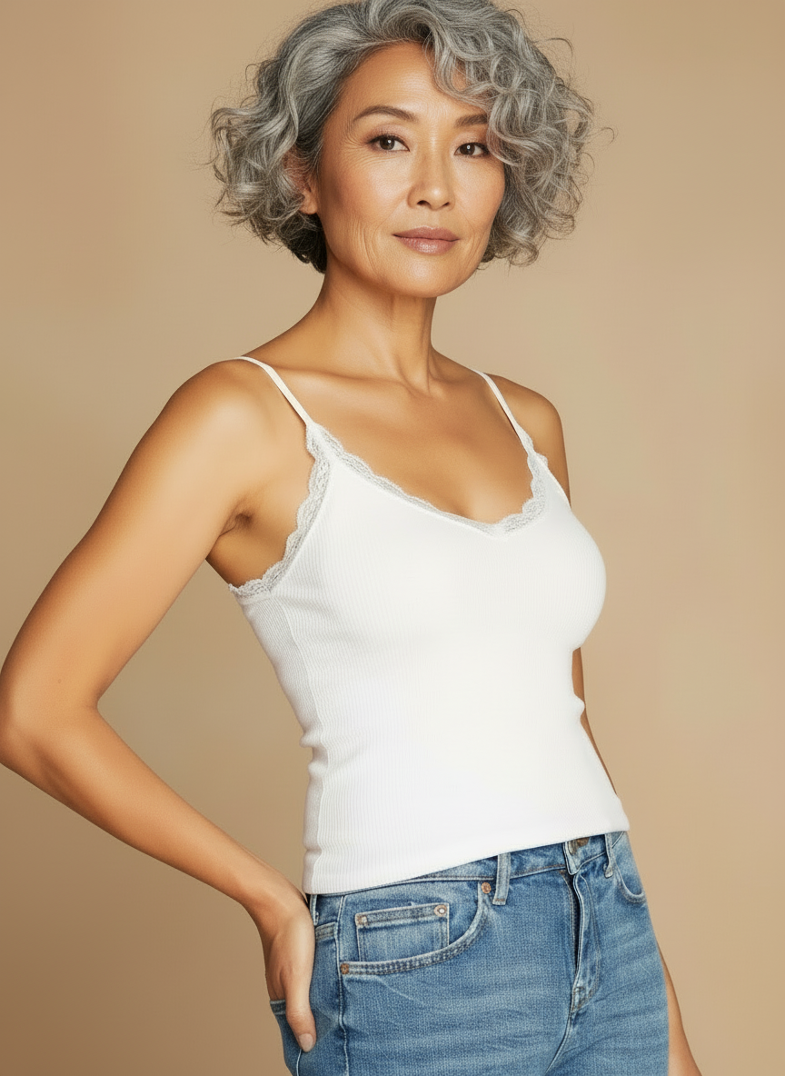 Bamboo Lace Trim Tank - Out of the Blue
