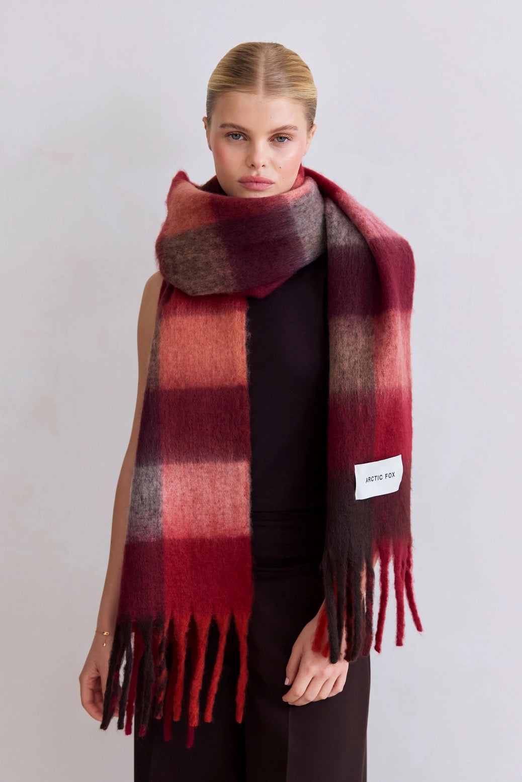 The Reykjavik Scarf Burgundy check
