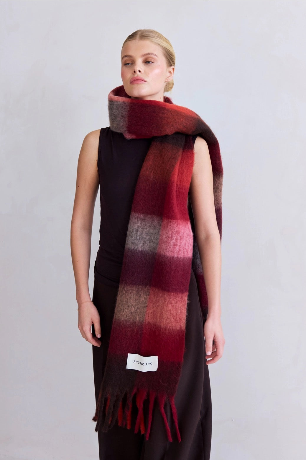 The Reykjavik Scarf Burgundy check