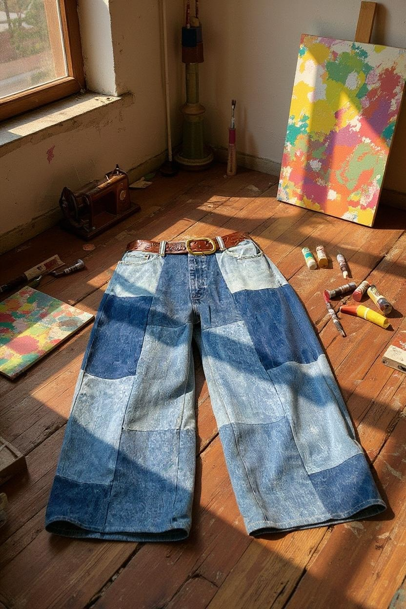 Patch Wide Leg Denim