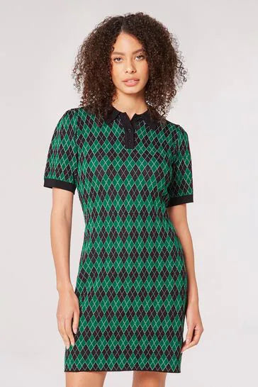 Argyle Shift Dress - Out of the Blue