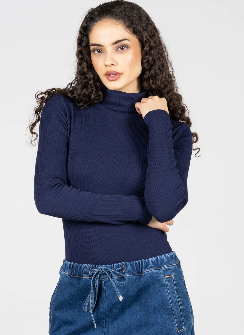 Seamless Rib Turtleneck - Out of the Blue