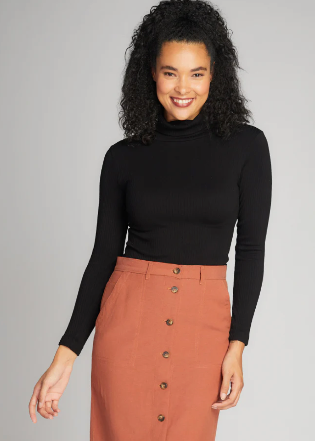 Seamless Rib Turtleneck - Out of the Blue