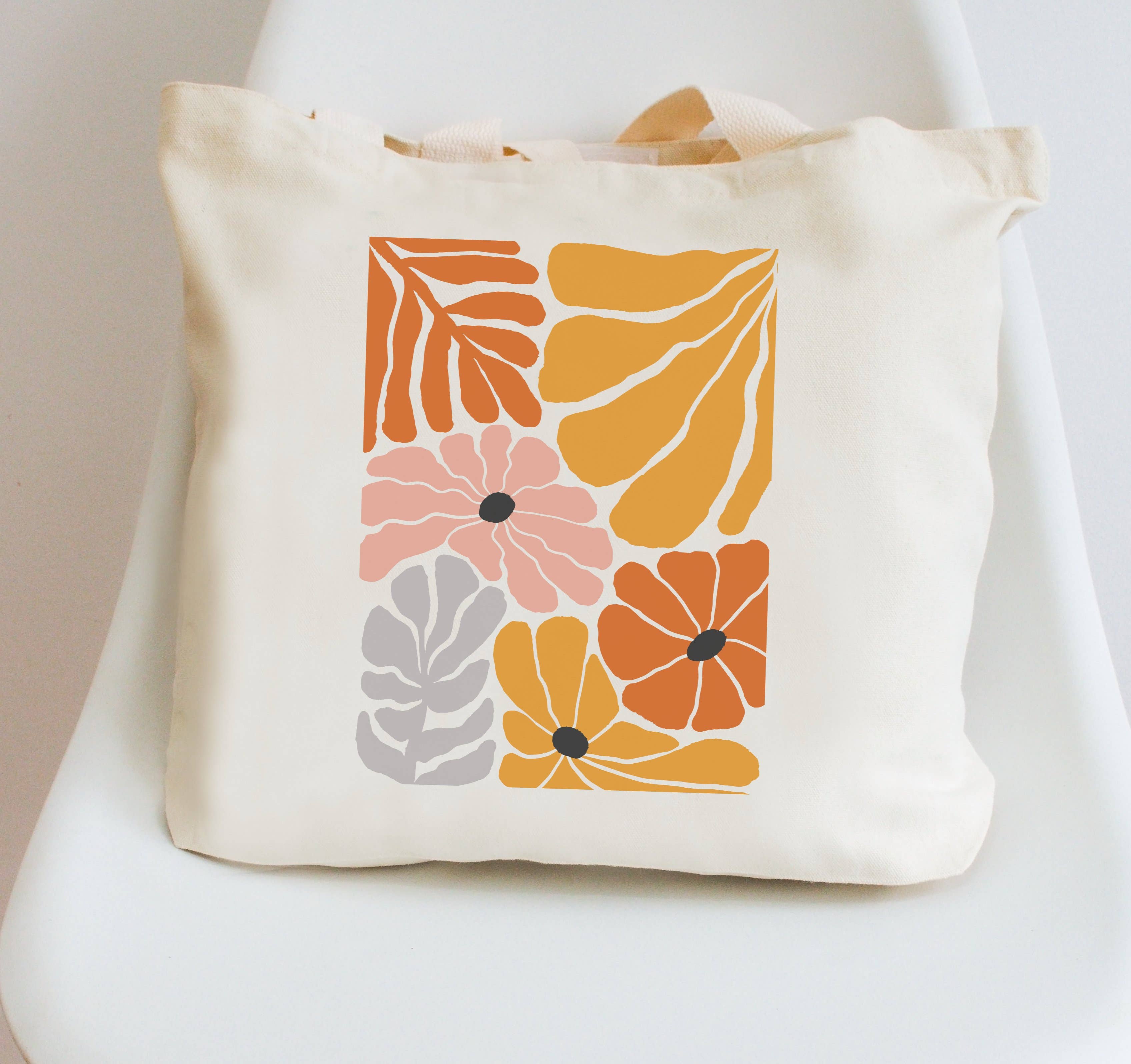Boho Flower Tote Bag Canvas Floral Beach Bags