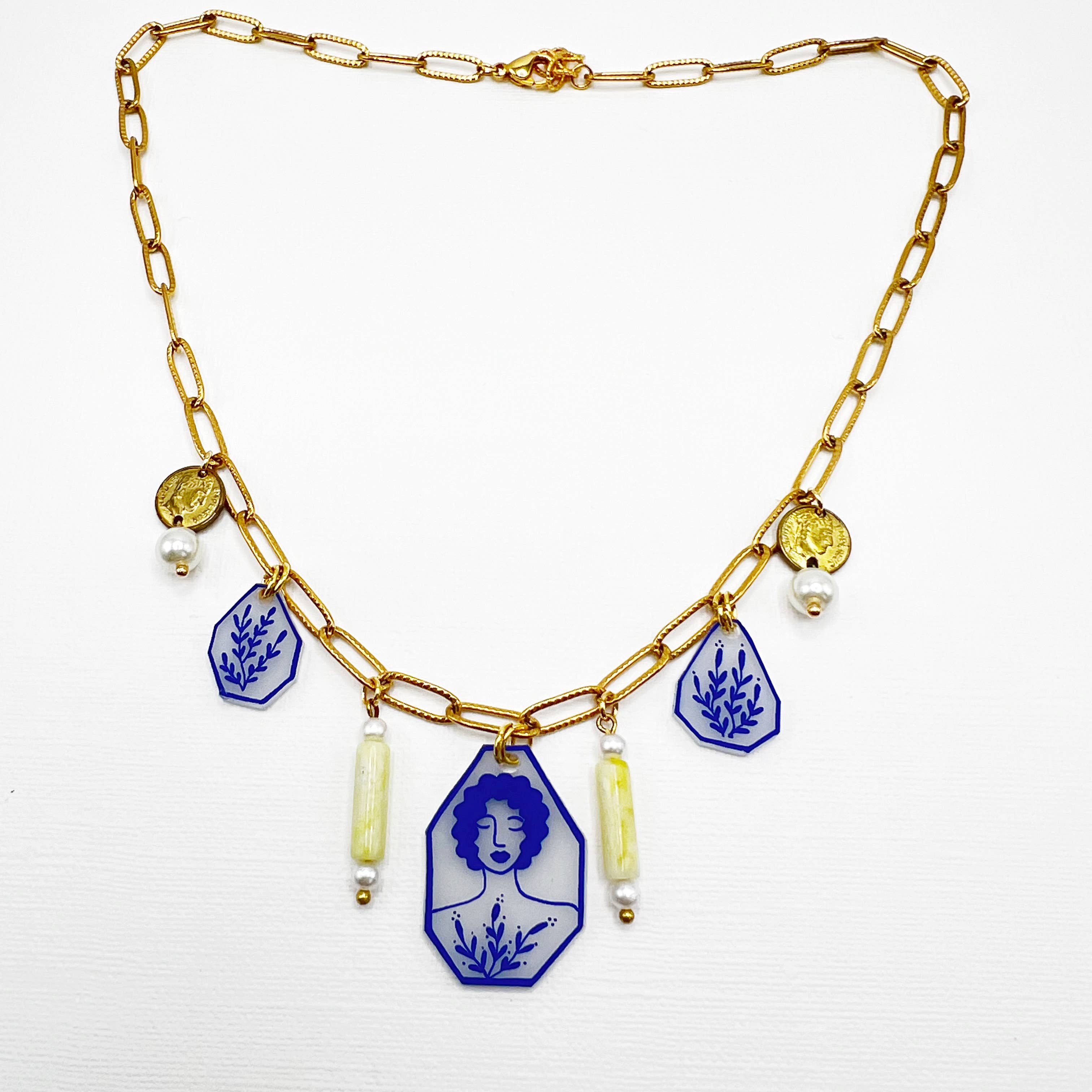 Multi media Charm Necklaces