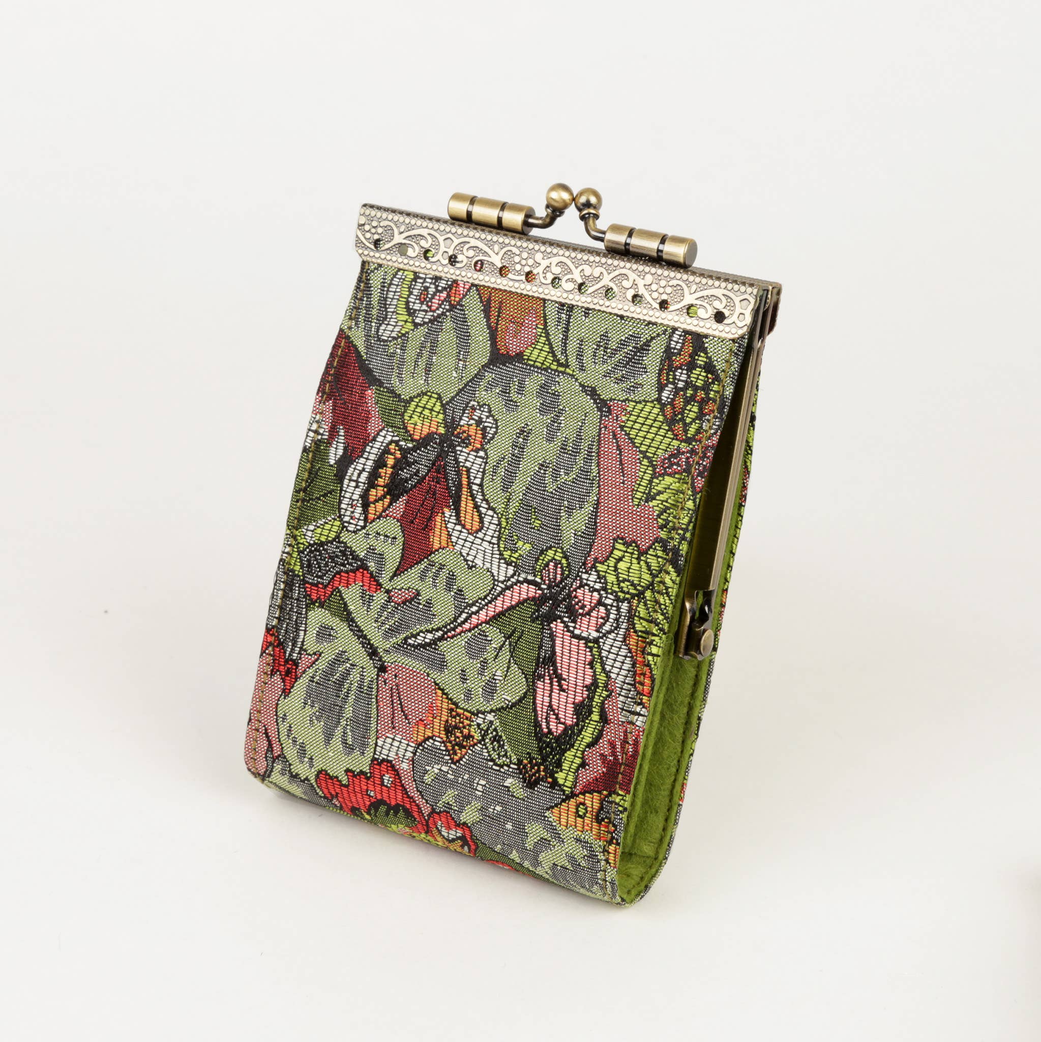 Grn/Red Floral Brocade Card Holder - Out of the Blue