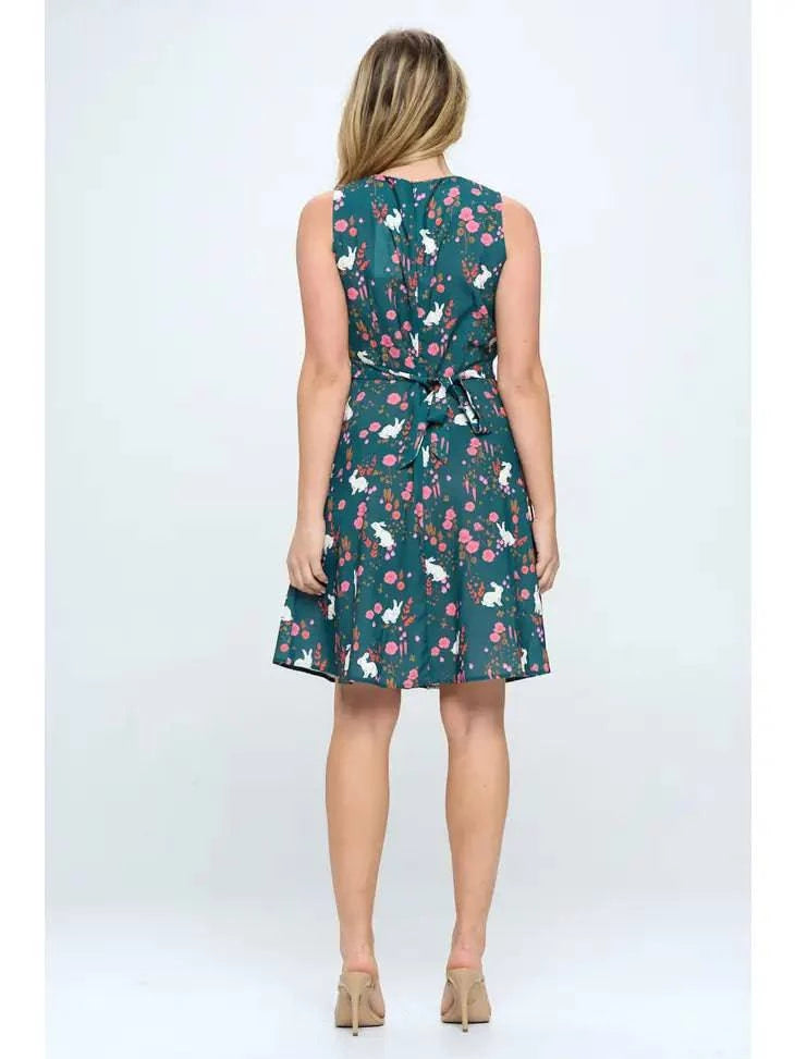 Bunny Print Dress - Out of the Blue