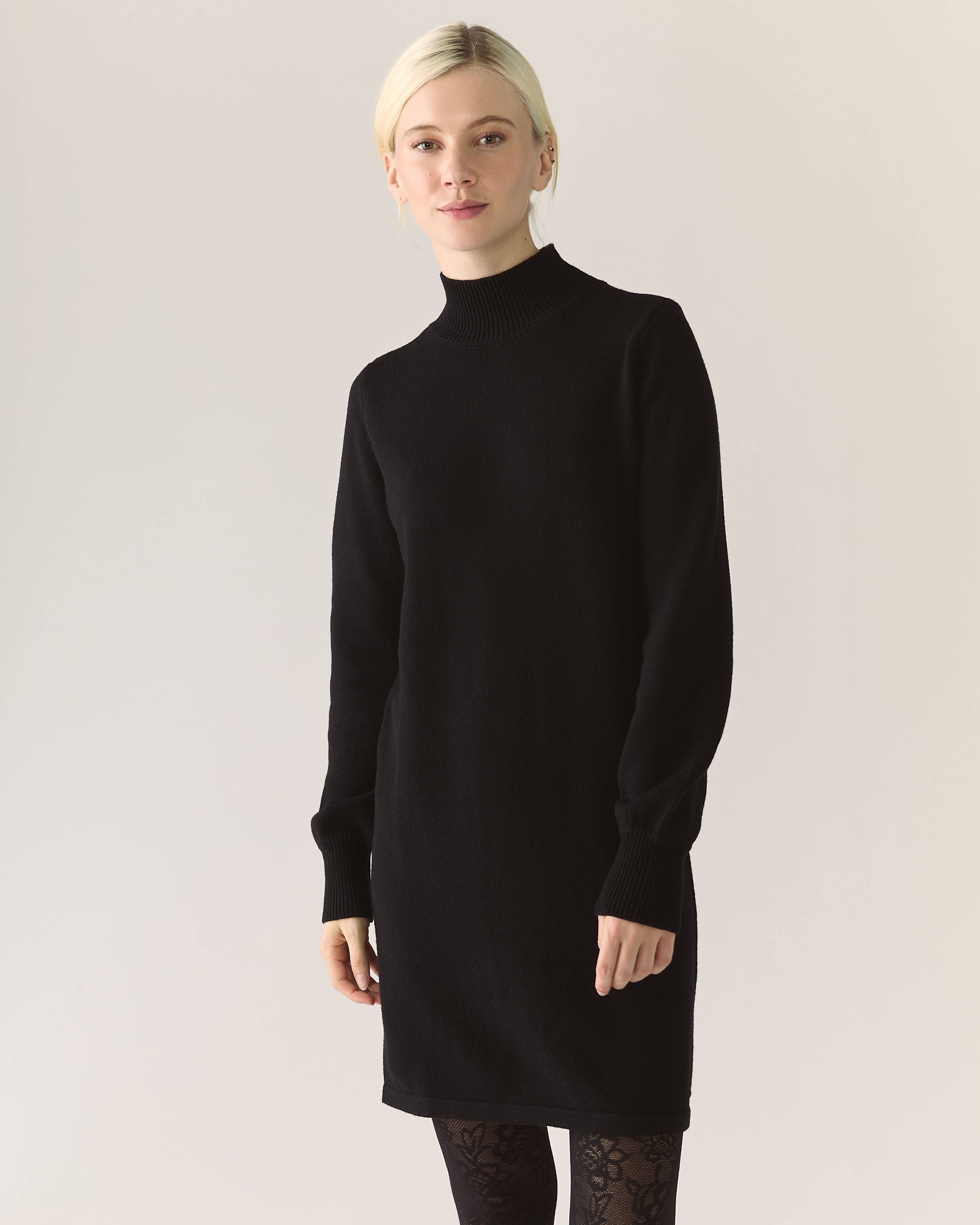 Responsible Merino Sweater Dress in Black - Out of the Blue
