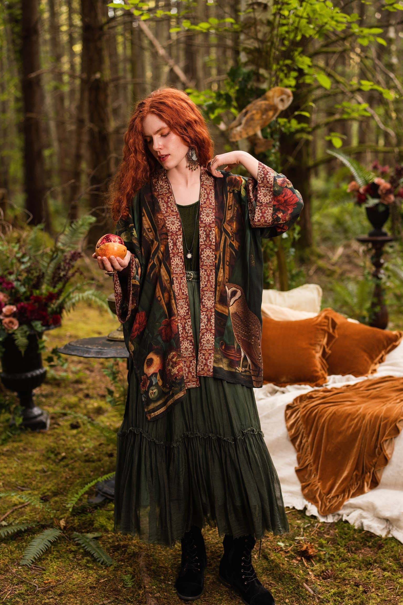 Solstice Matineé (mid-length) duster w/ Persephone & Moon