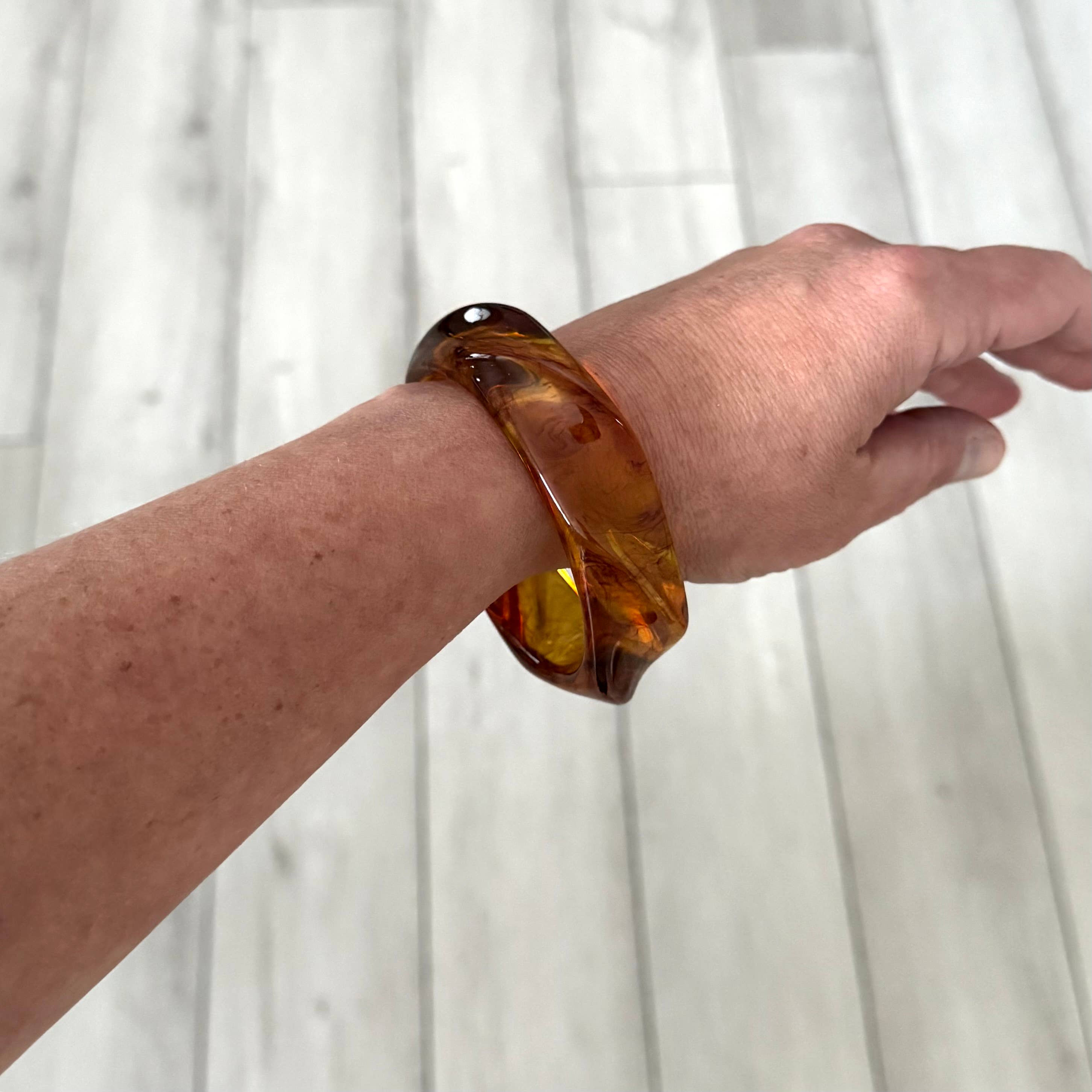 Acrylic Wave Bangle Jewellery Amber - Out of the Blue