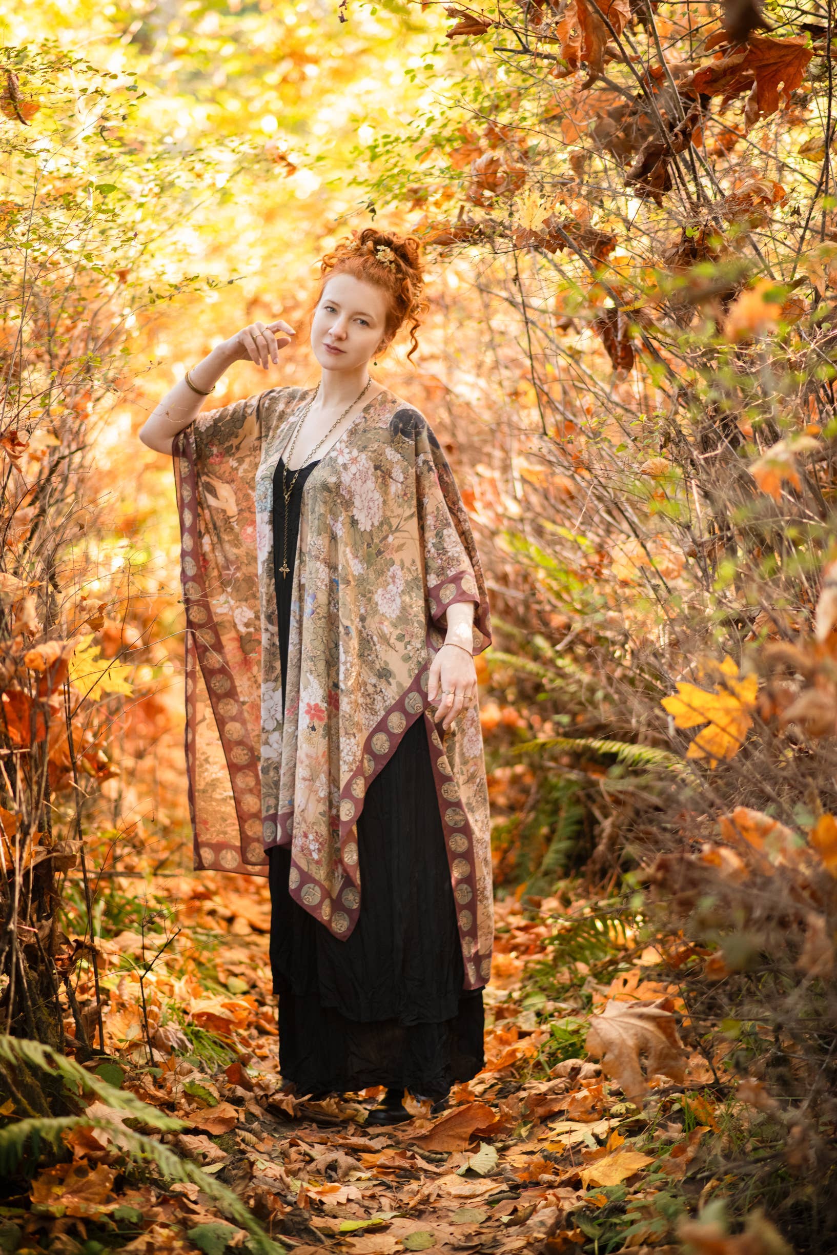 Dream Weaver Bohemian Goddess Starduster Kimono w/Zodiac - Out of the Blue