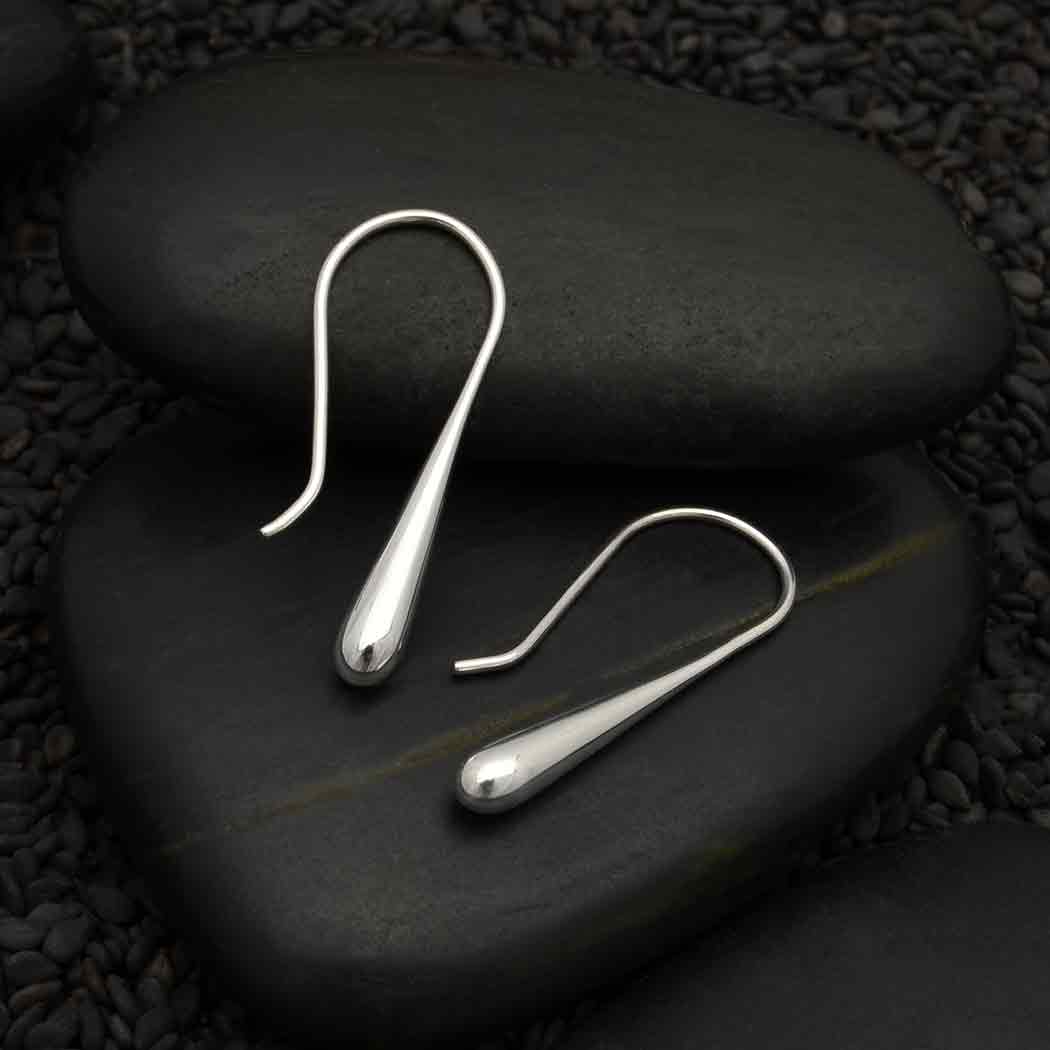 Sterling Silver Teardrop Earrings 27x3mm - Out of the Blue
