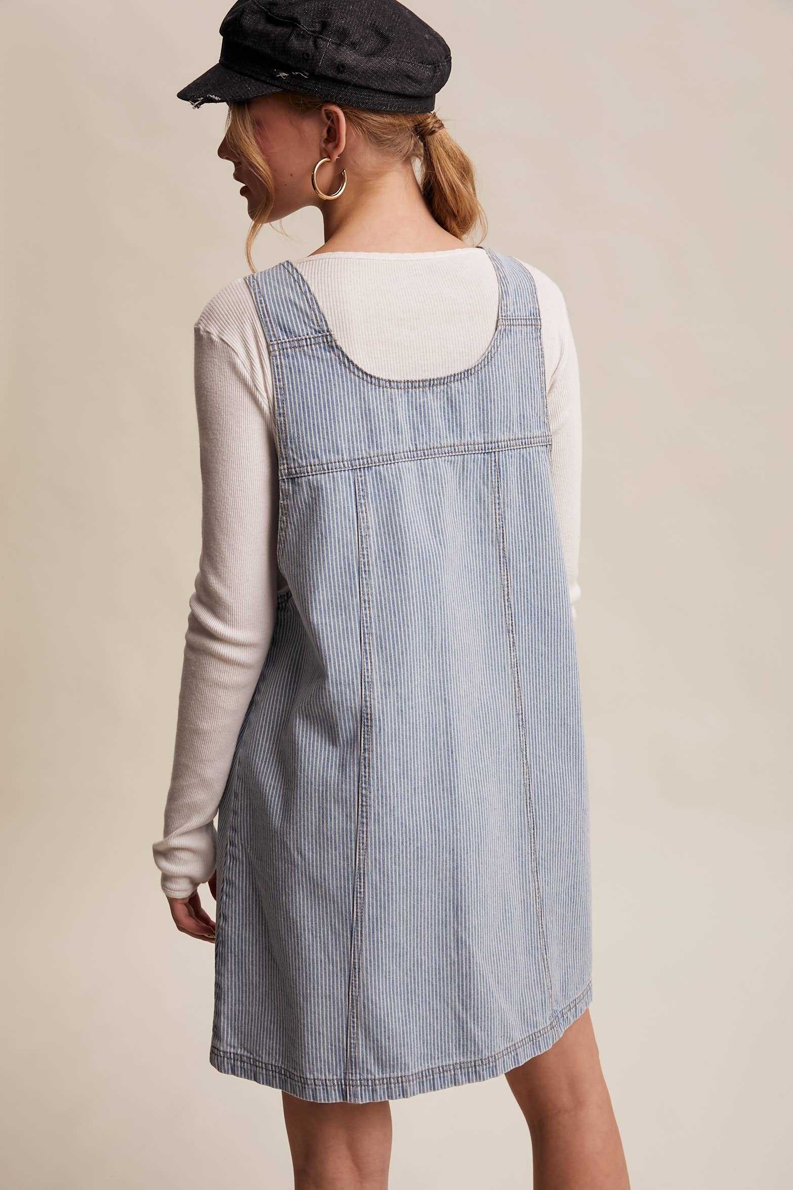 Striped Denim Button-Front Mini Dress LD1591 - Out of the Blue