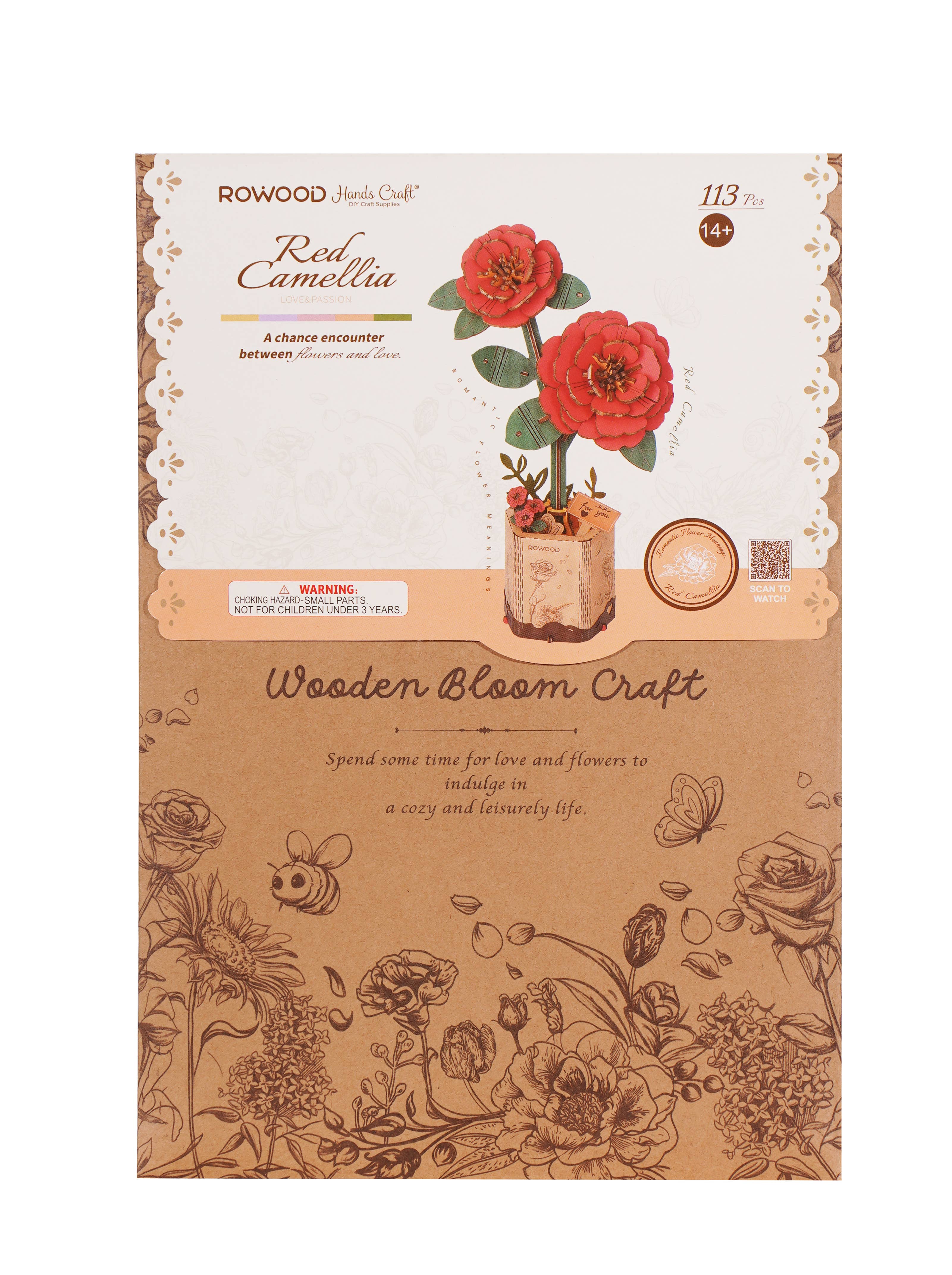 Camelia 3D Wooden Flower Puzzle - Out of the Blue