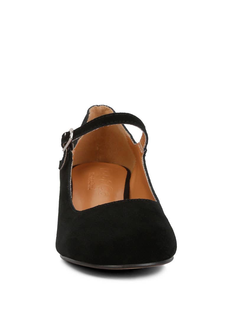Dallin Suede Block Heel Mary Janes: US-10 / UK-8 / EU-41 / BLACK - Out of the Blue