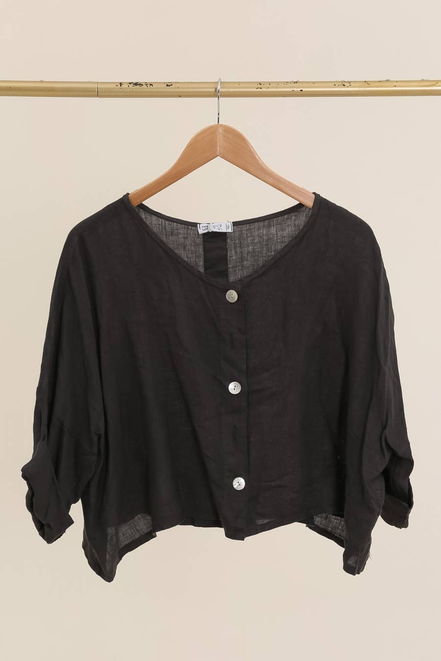 Cropped Linen Blouse - Out of the Blue