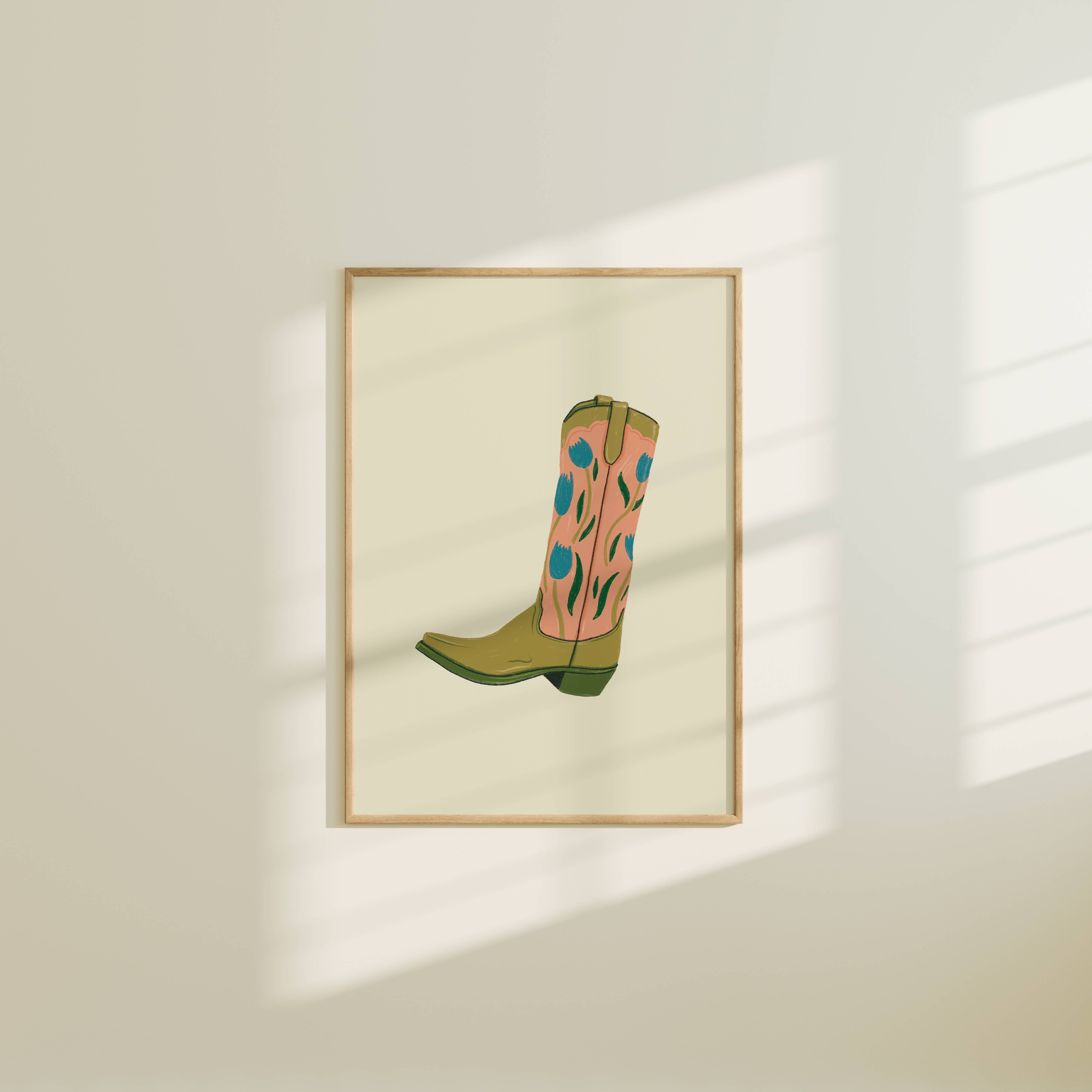 Cowboy Boot Art Print - Out of the Blue