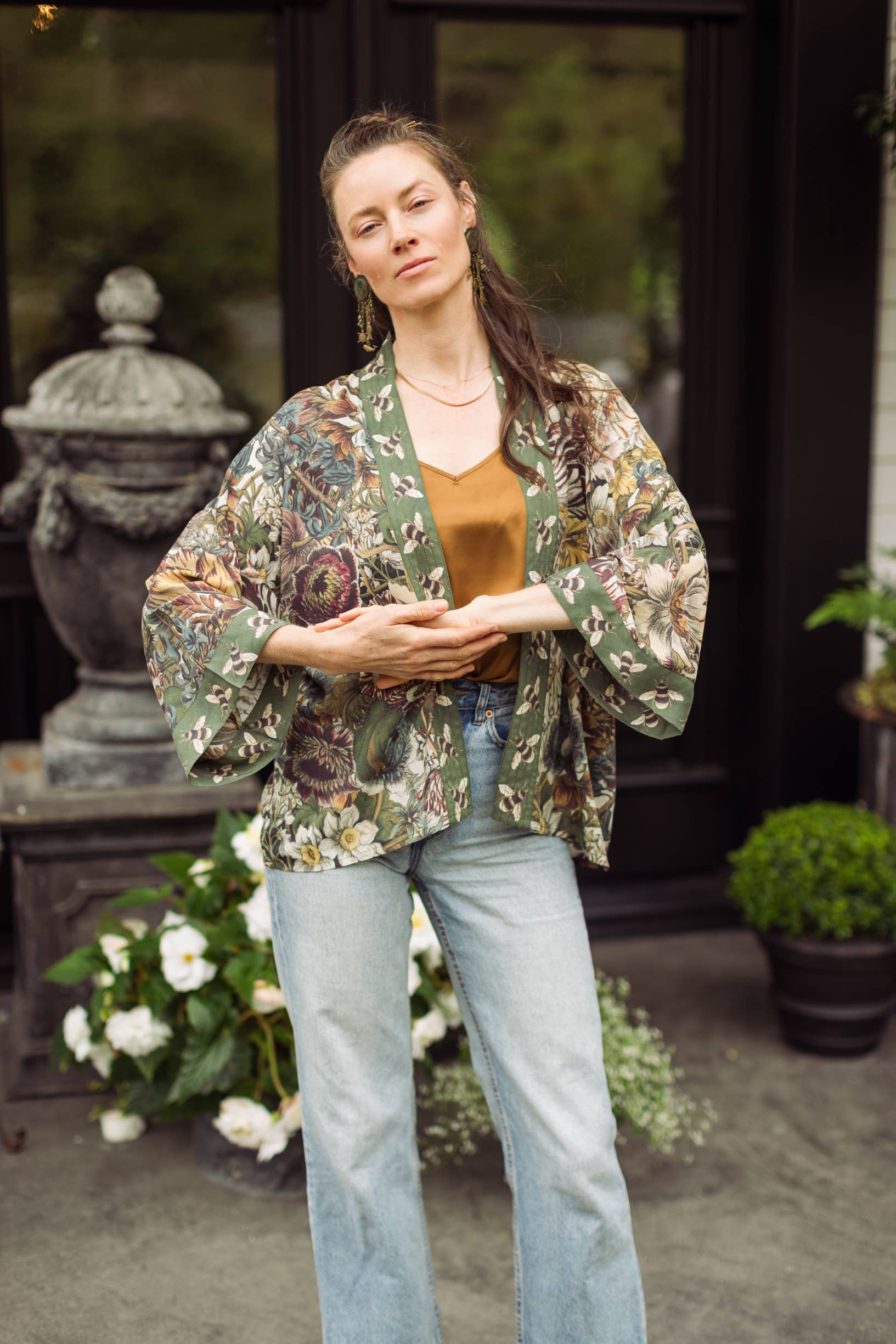 Love Grows Wild Floral Bamboo Cropped Jacket - Out of the Blue