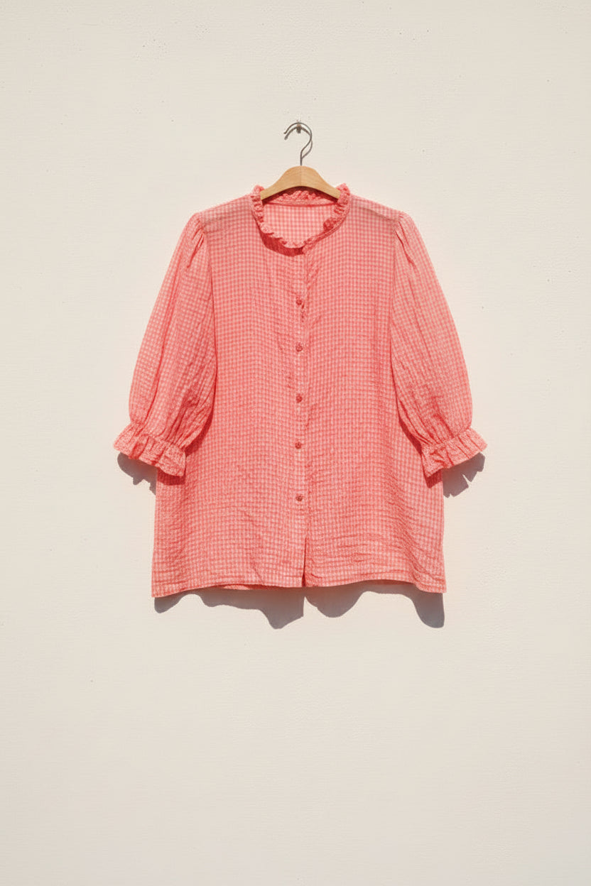 Vichy check patterned blouse 32062 B - Out of the Blue