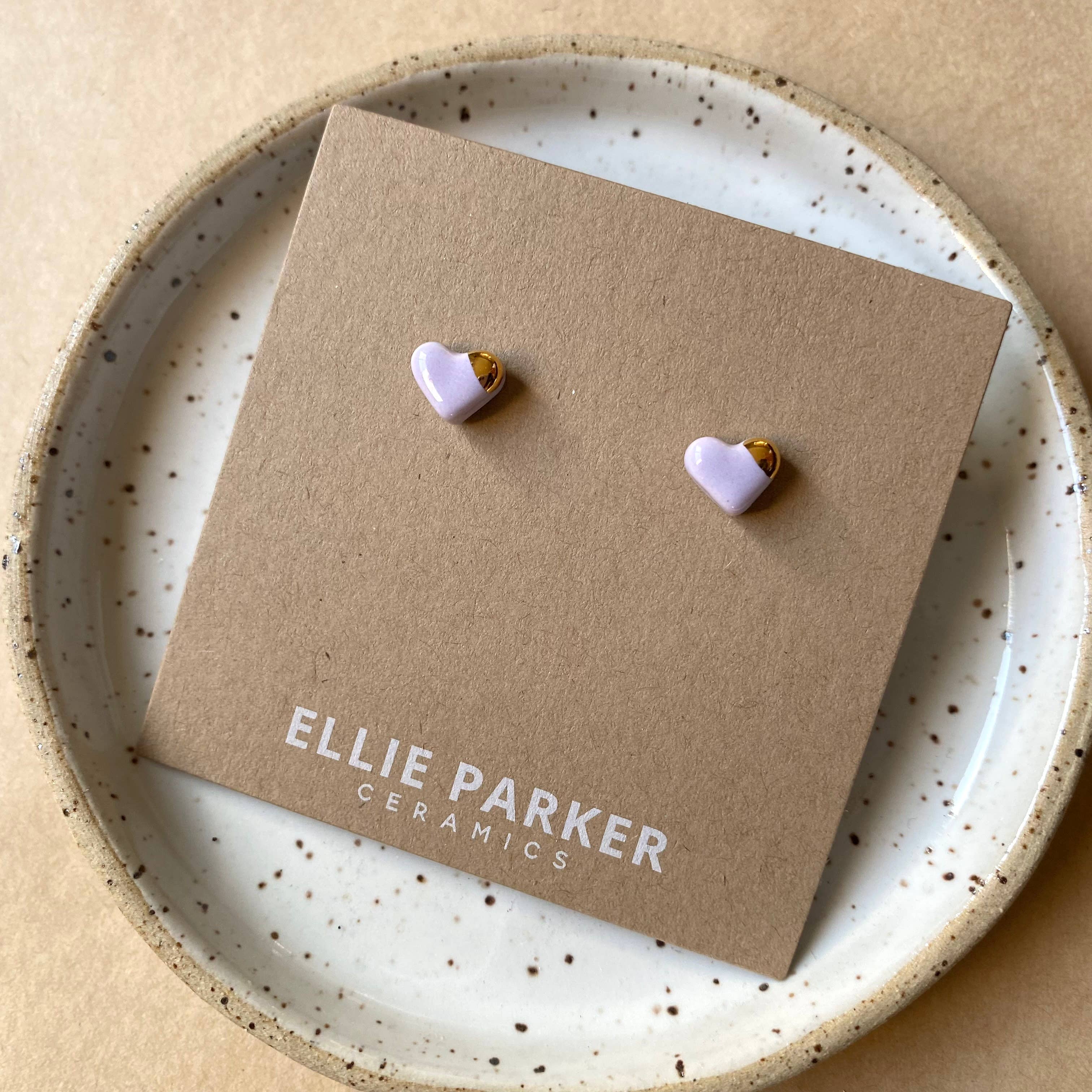 Heart Lilac Ceramic Stud Earrings - Out of the Blue