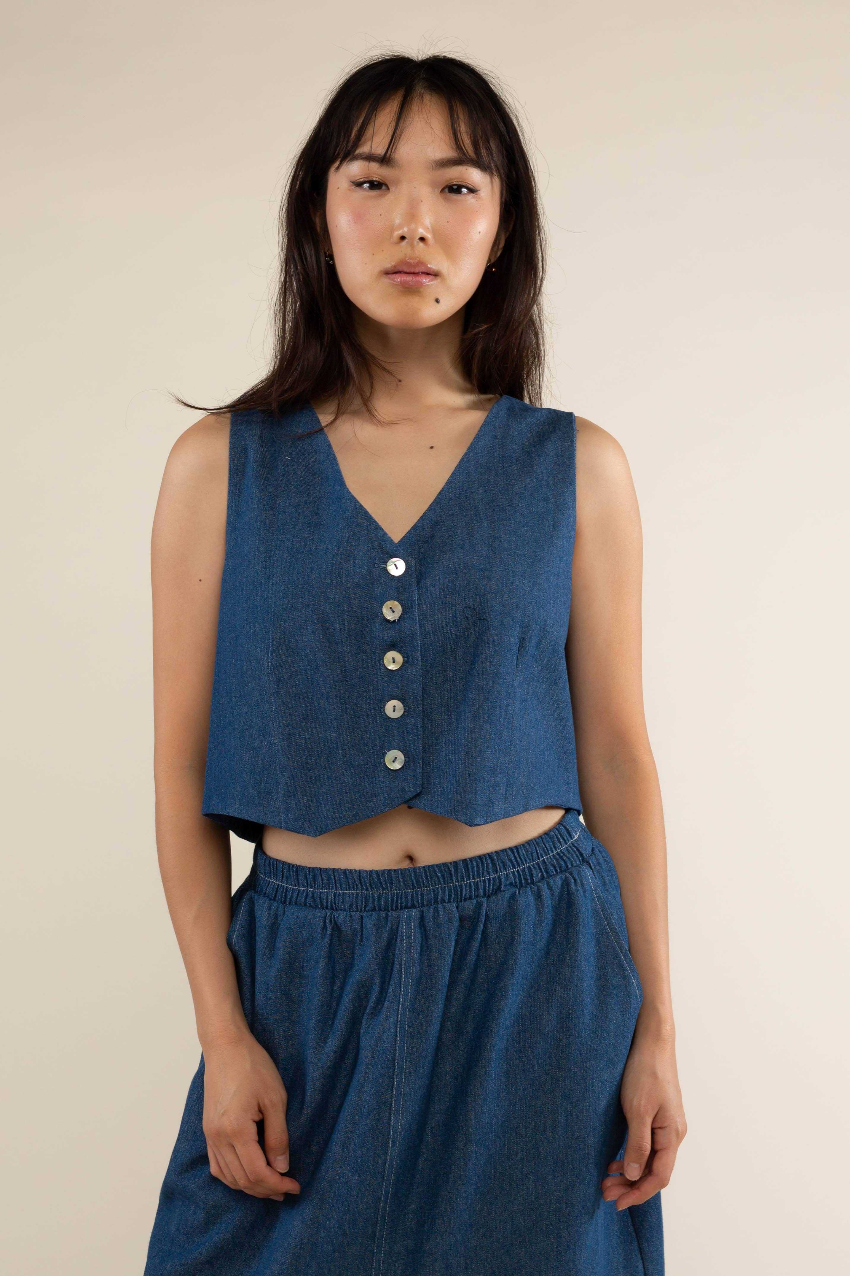 Laney Denim Vest - Out of the Blue